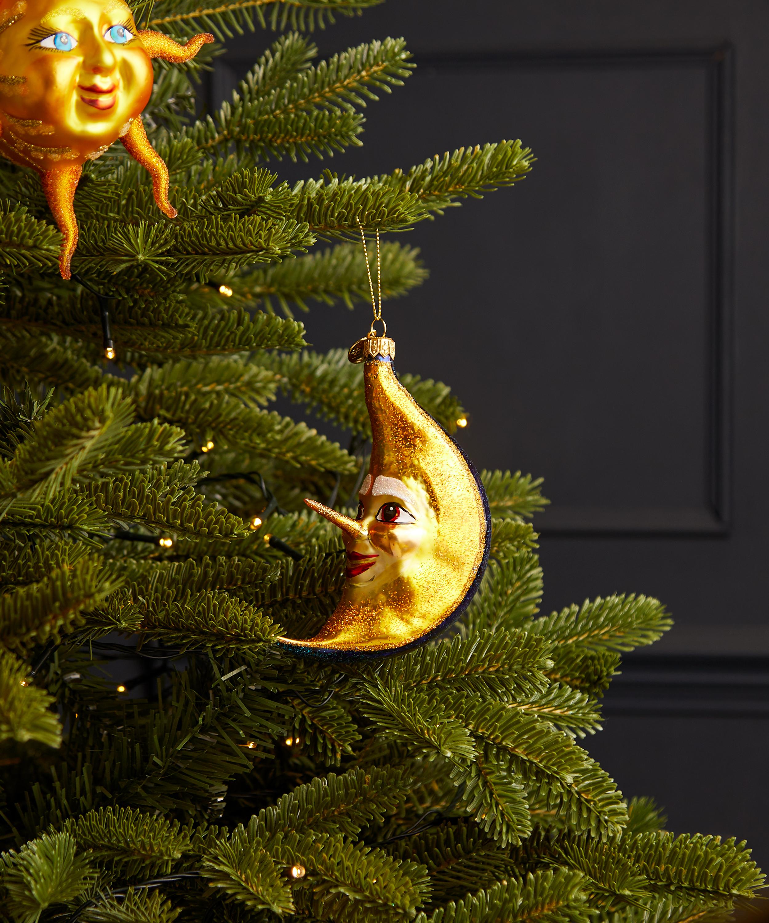 Christmas - Crescent Moon with Face Glass Ornament image number 1