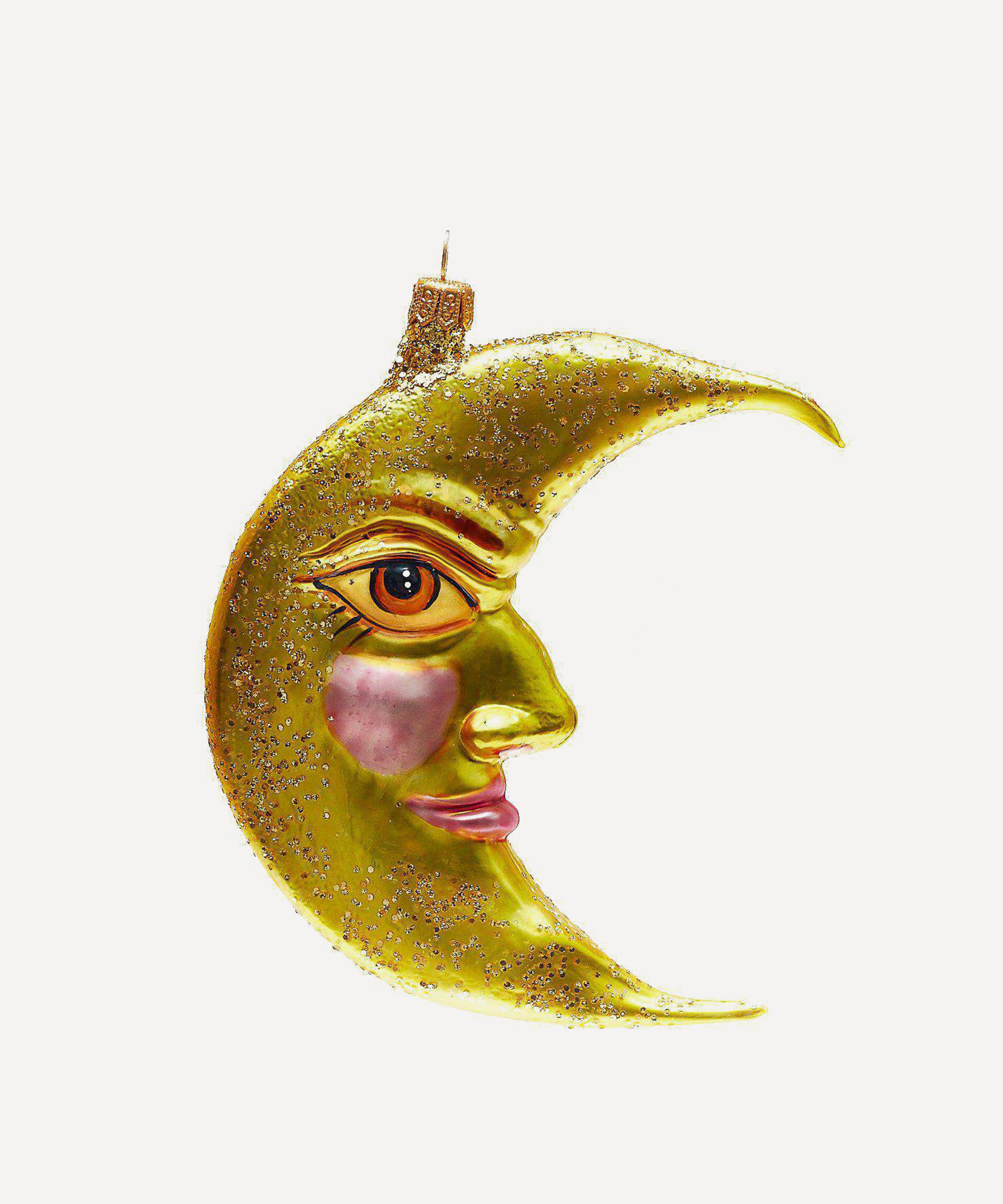 Christmas - Crescent Moon with Face Glass Ornament image number 0