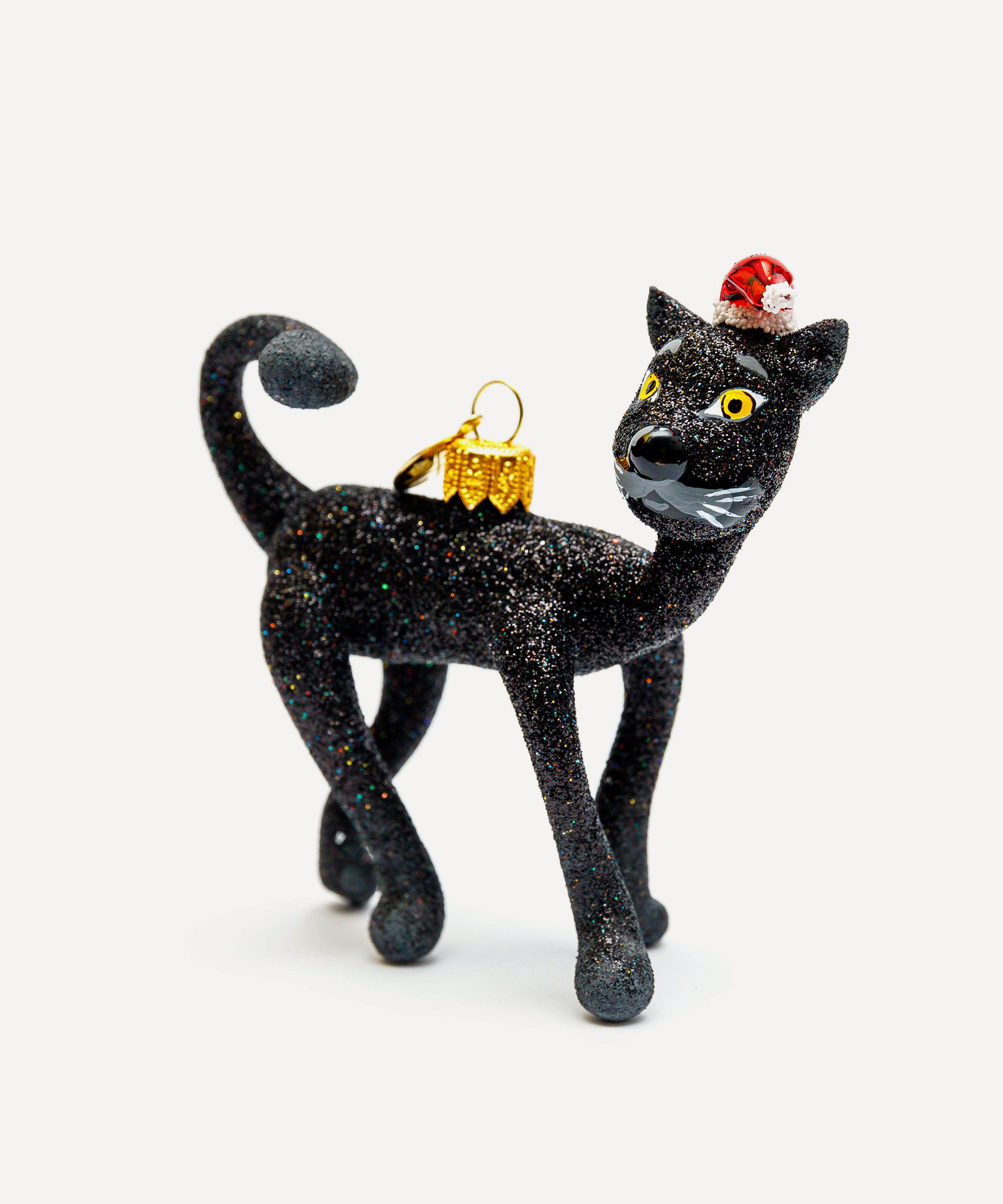 Christmas - Cat with Hat Glass Ornament image number 0
