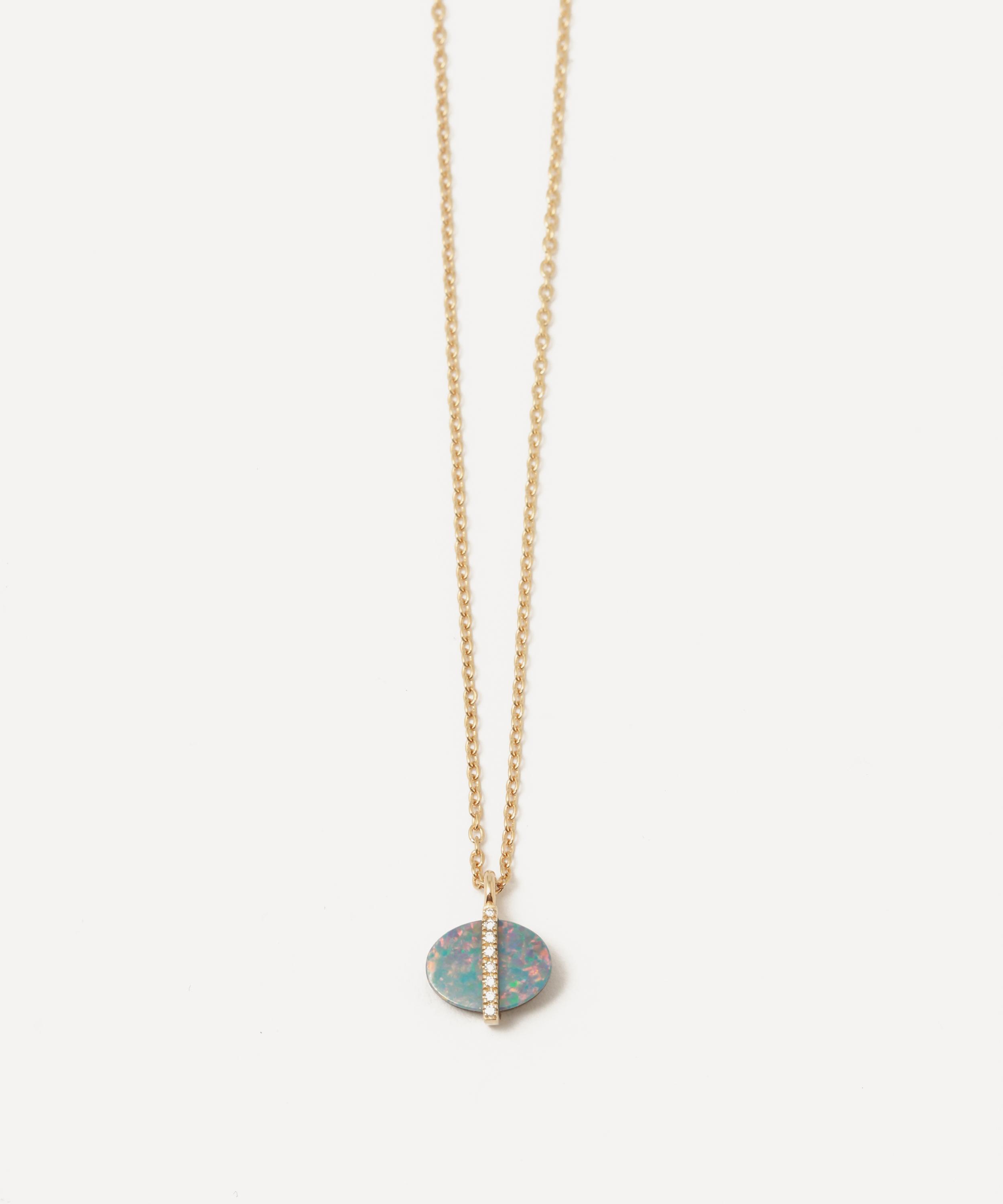Melissa Joy Manning - 14ct Gold Micropave Diamond and Opal Pendant Necklace