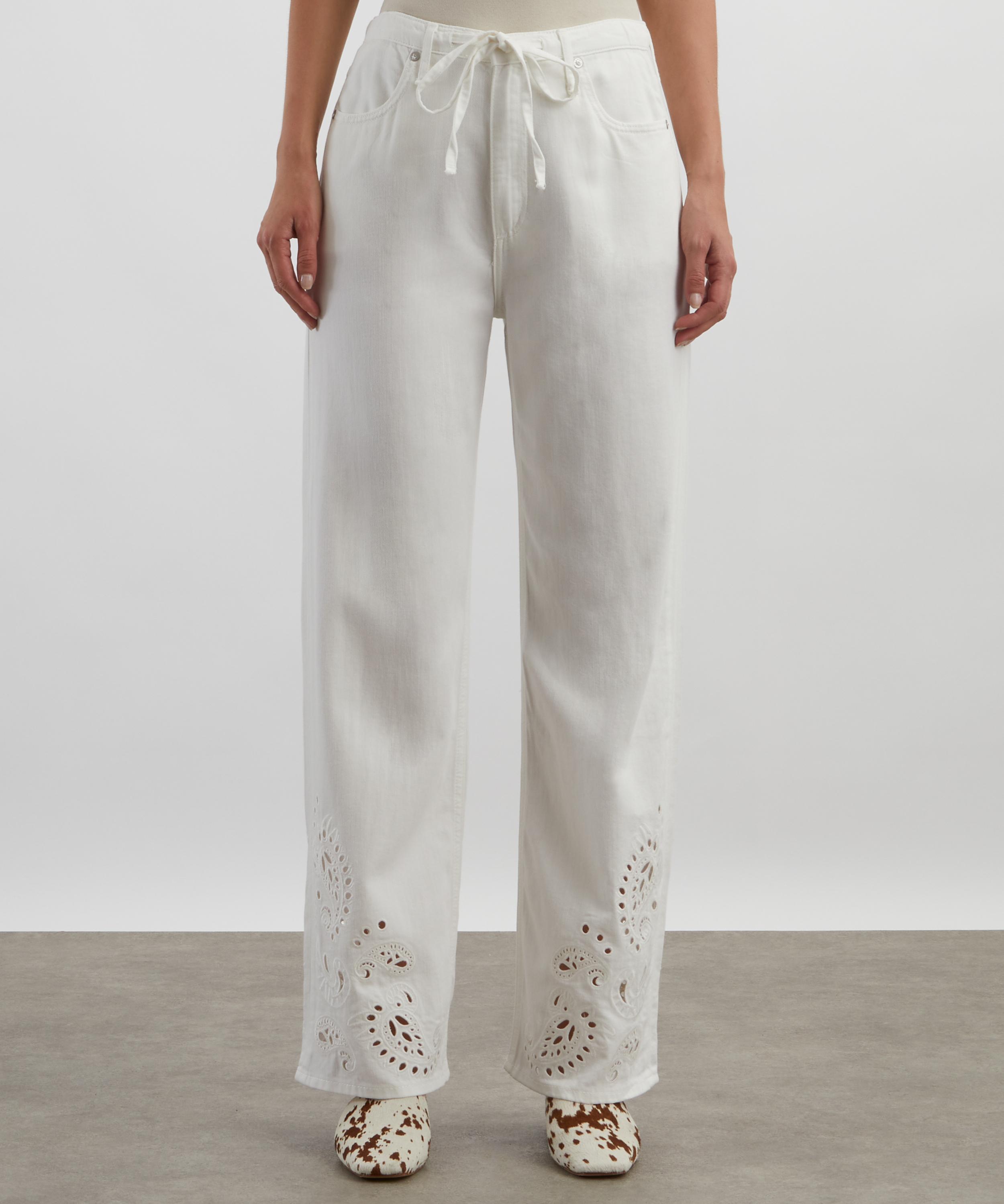 Rag & Bone - White Eyelet Phoebe Denim Beach Trousers image number 2