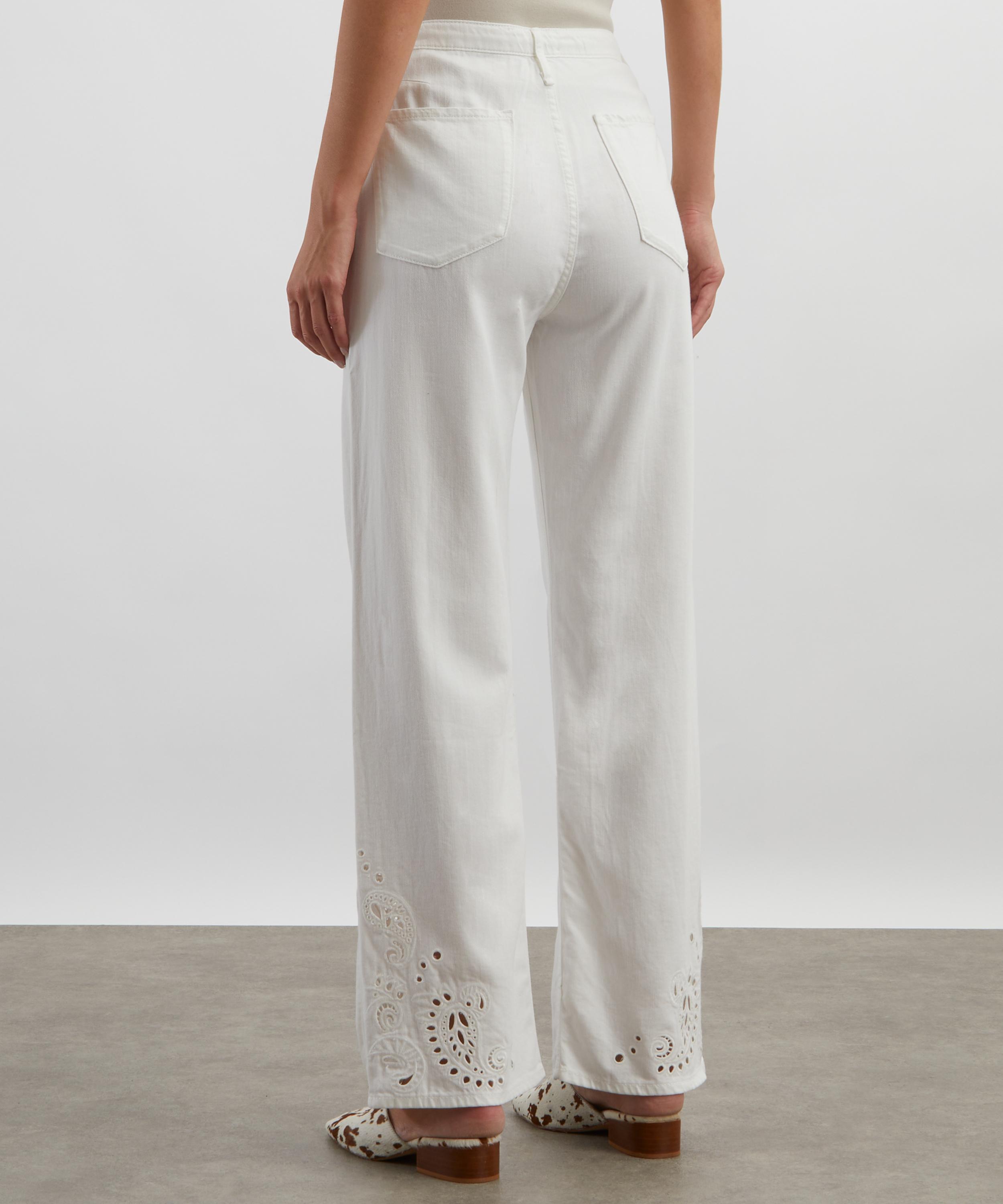 Rag & Bone - White Eyelet Phoebe Denim Beach Trousers image number 3