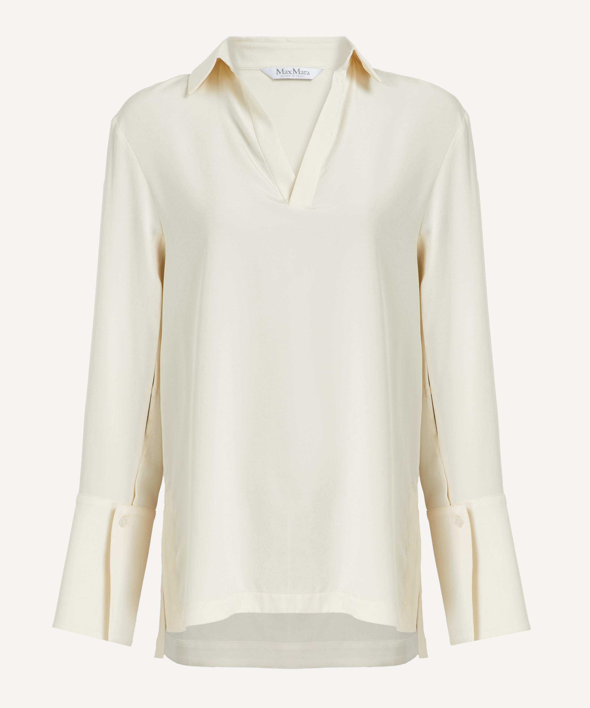 Max Mara - Ivory Dover Stretch Silk Cady Blouse image number 0