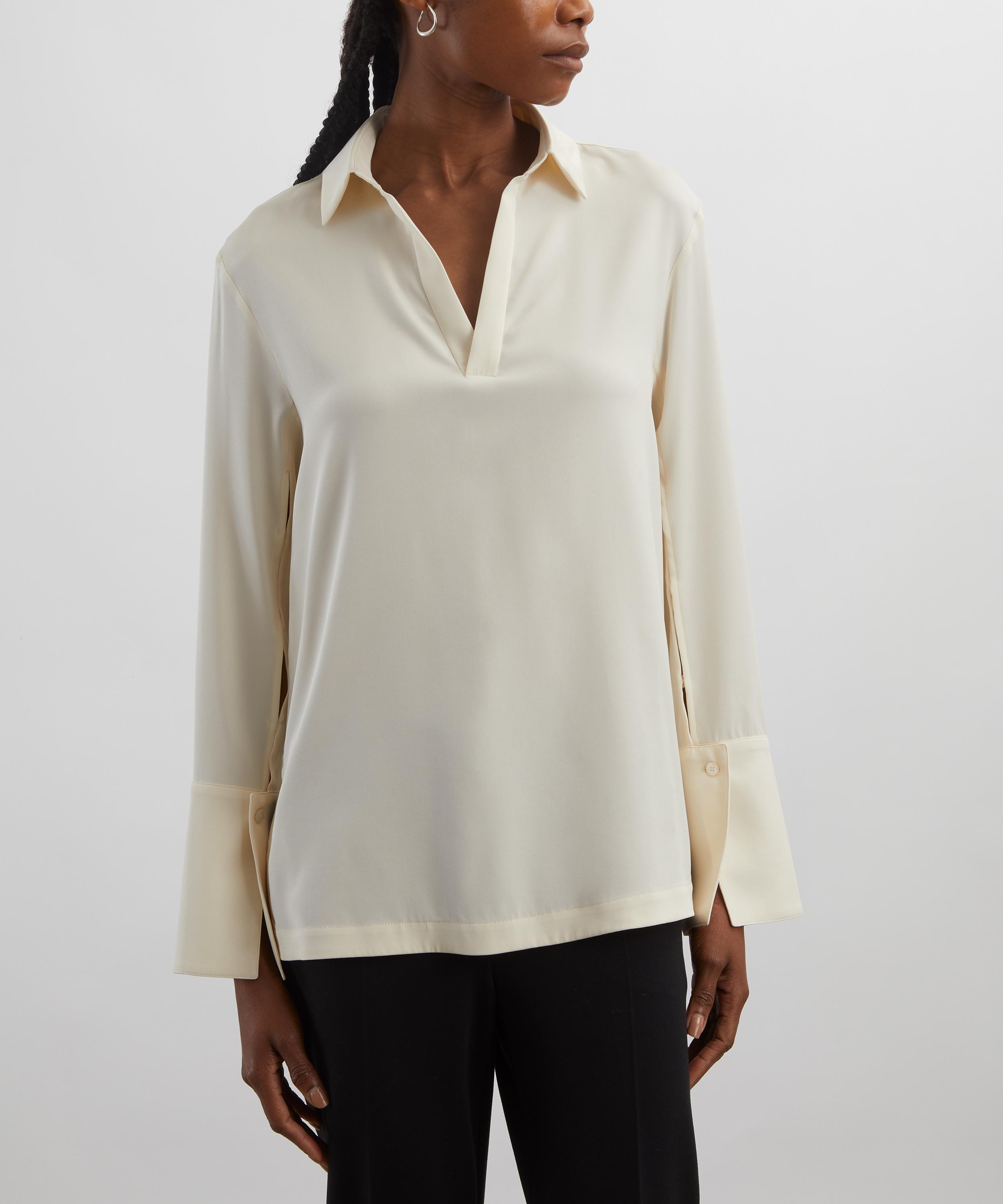 Max Mara - Ivory Dover Stretch Silk Cady Blouse image number 2