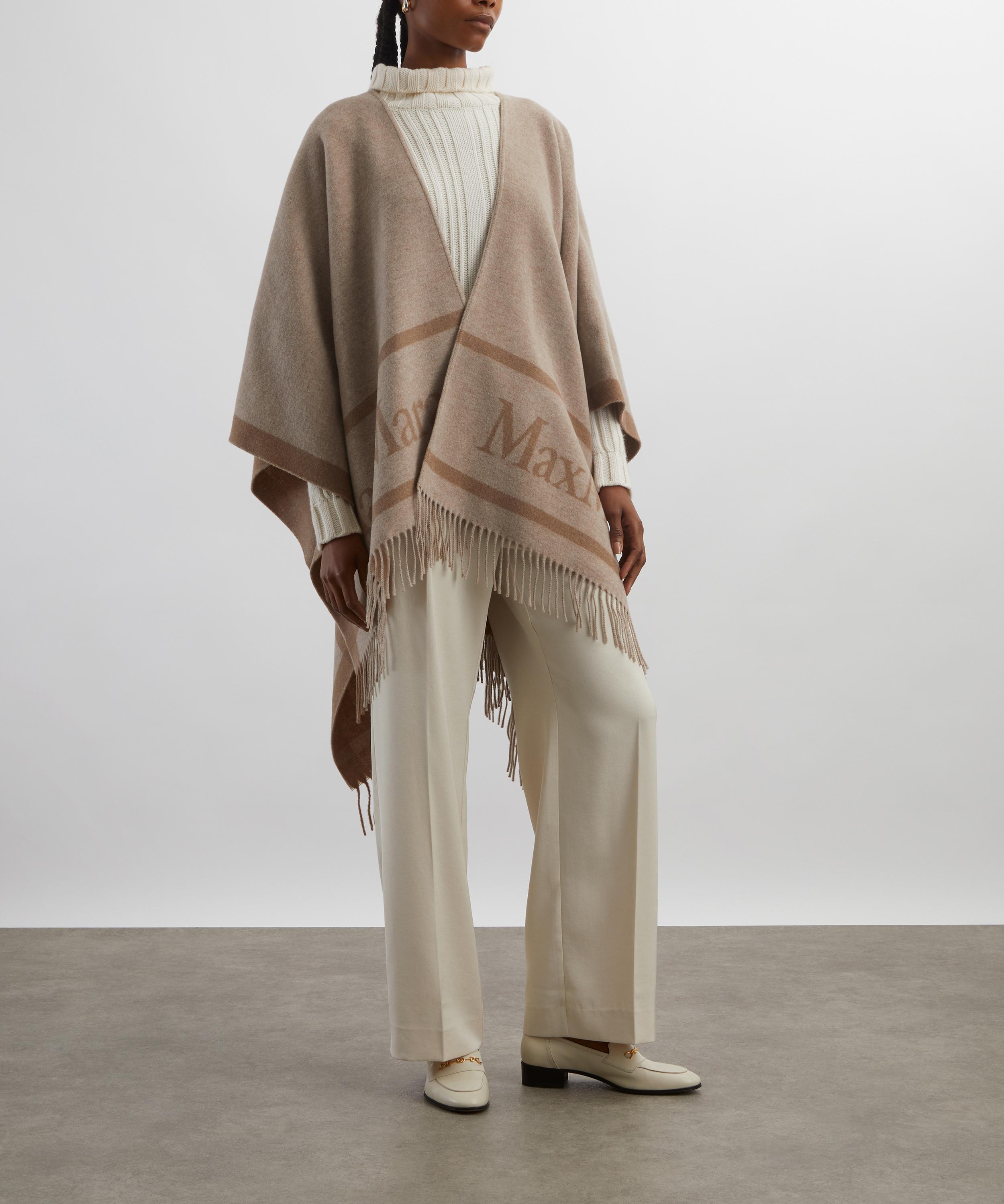 Max Mara - Beige Jacquard Wool Poncho image number 1