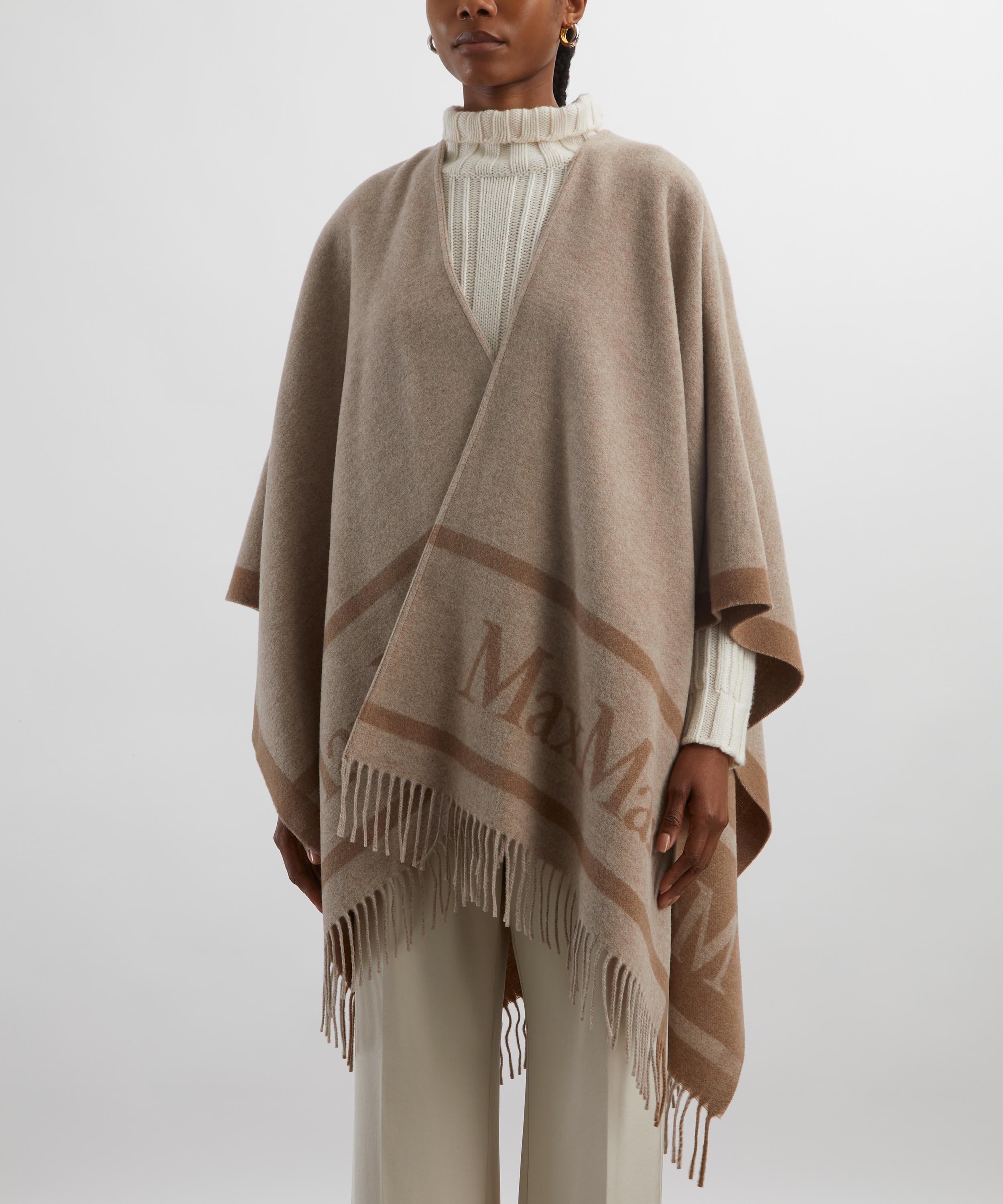 Max Mara - Beige Jacquard Wool Poncho image number 2