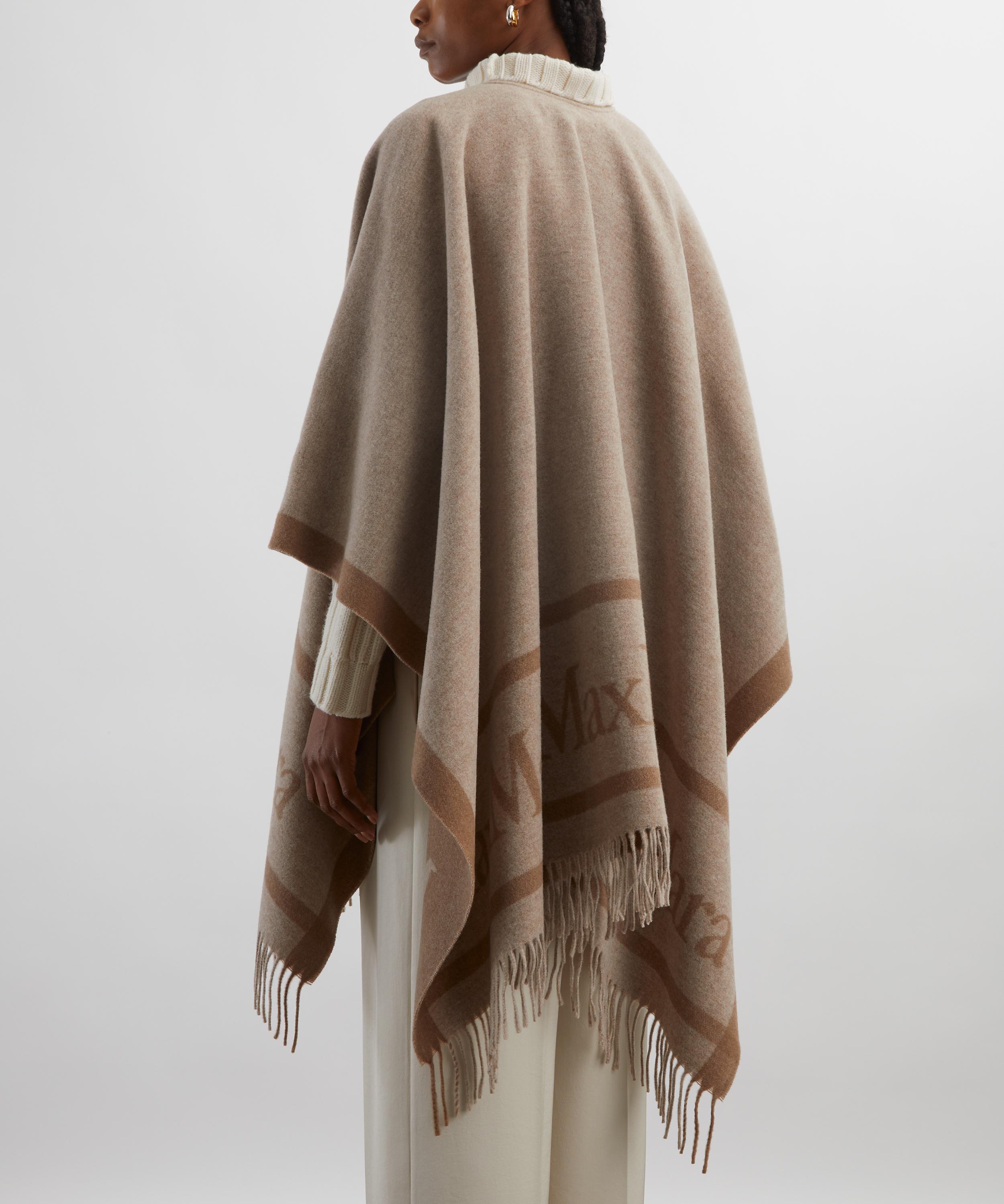 Max Mara - Beige Jacquard Wool Poncho image number 3