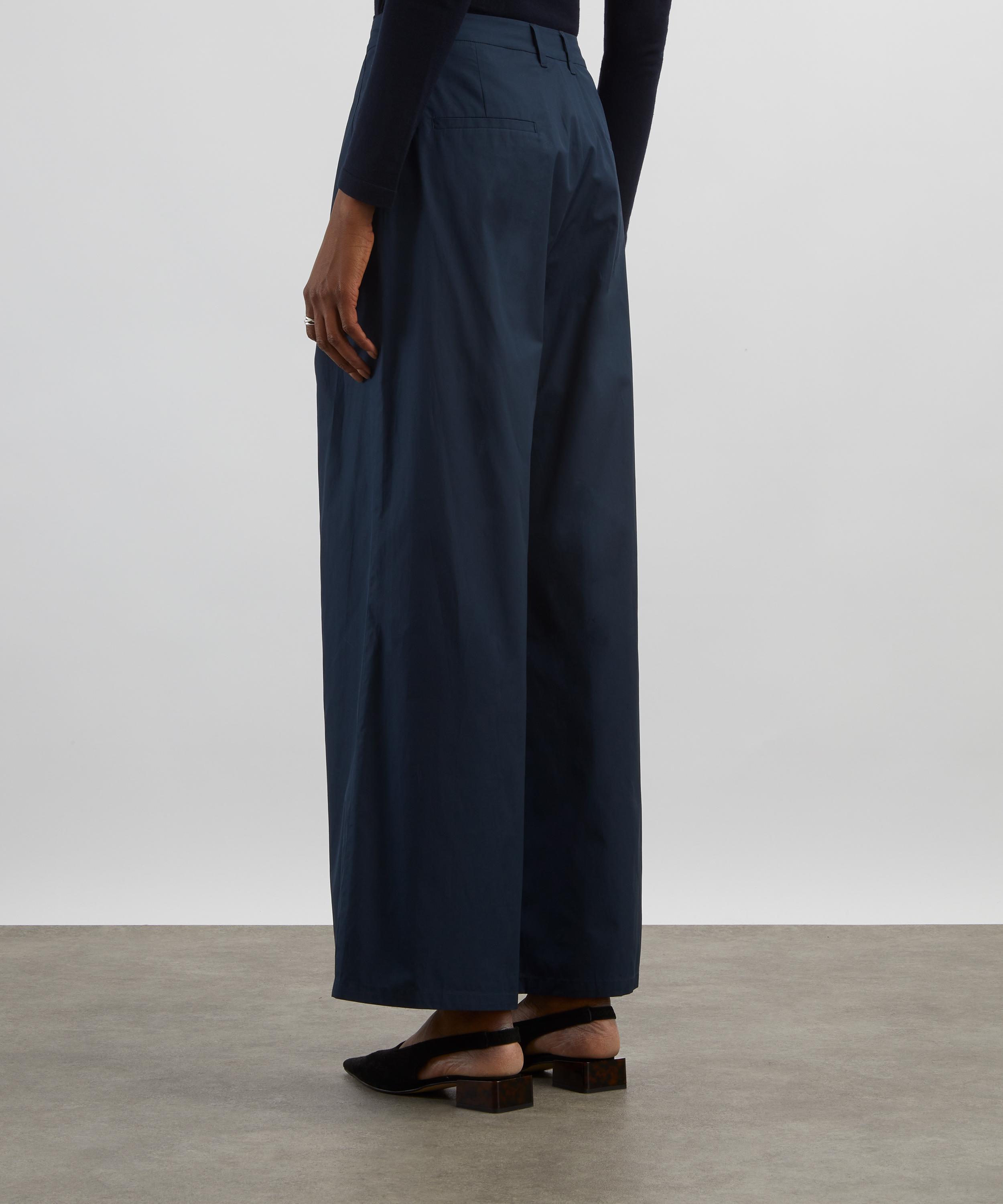 S Max Mara - Wide-Fit Cotton Poplin Trousers image number 3