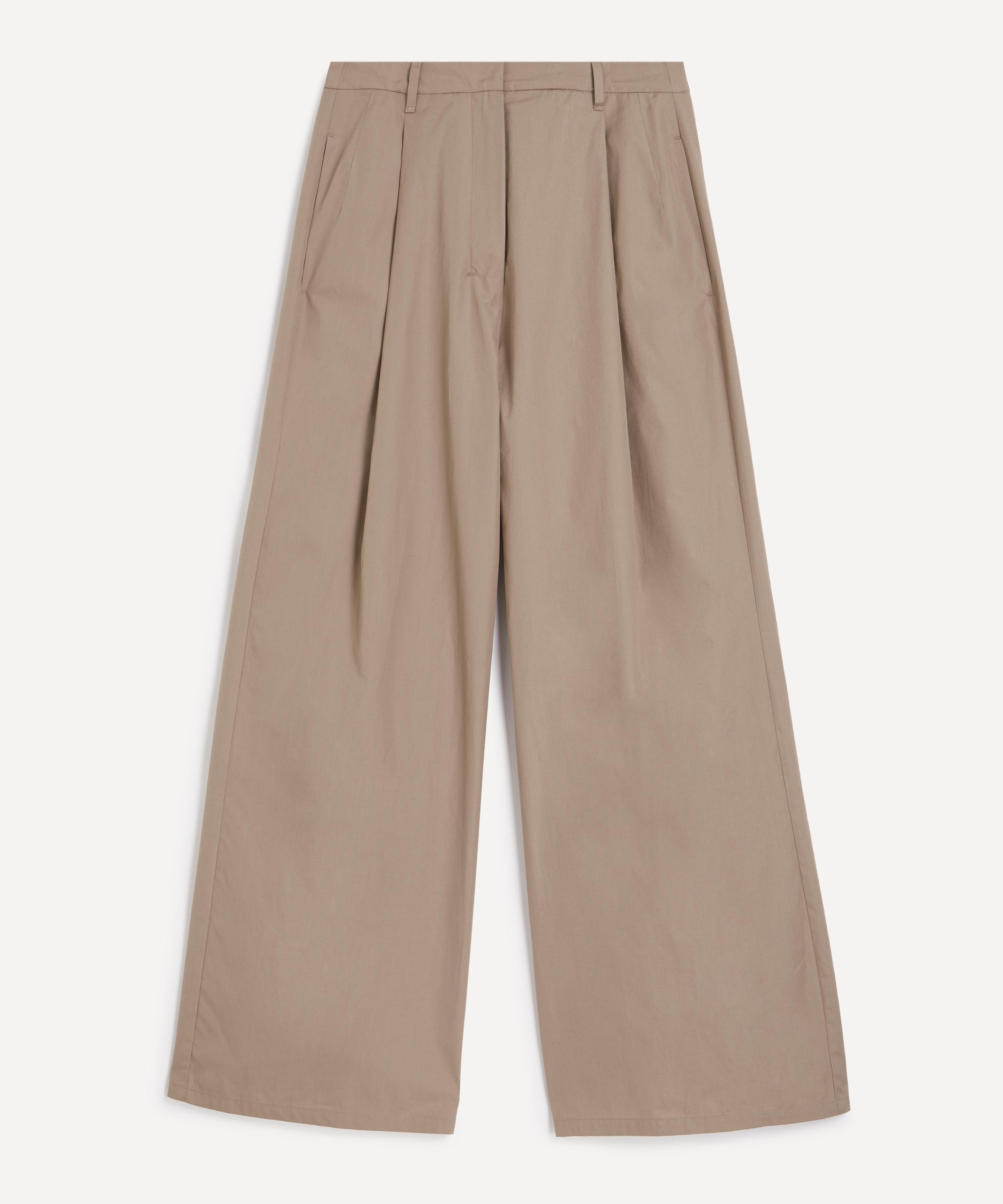 S Max Mara - Wide-Fit Cotton Poplin Trousers image number 0
