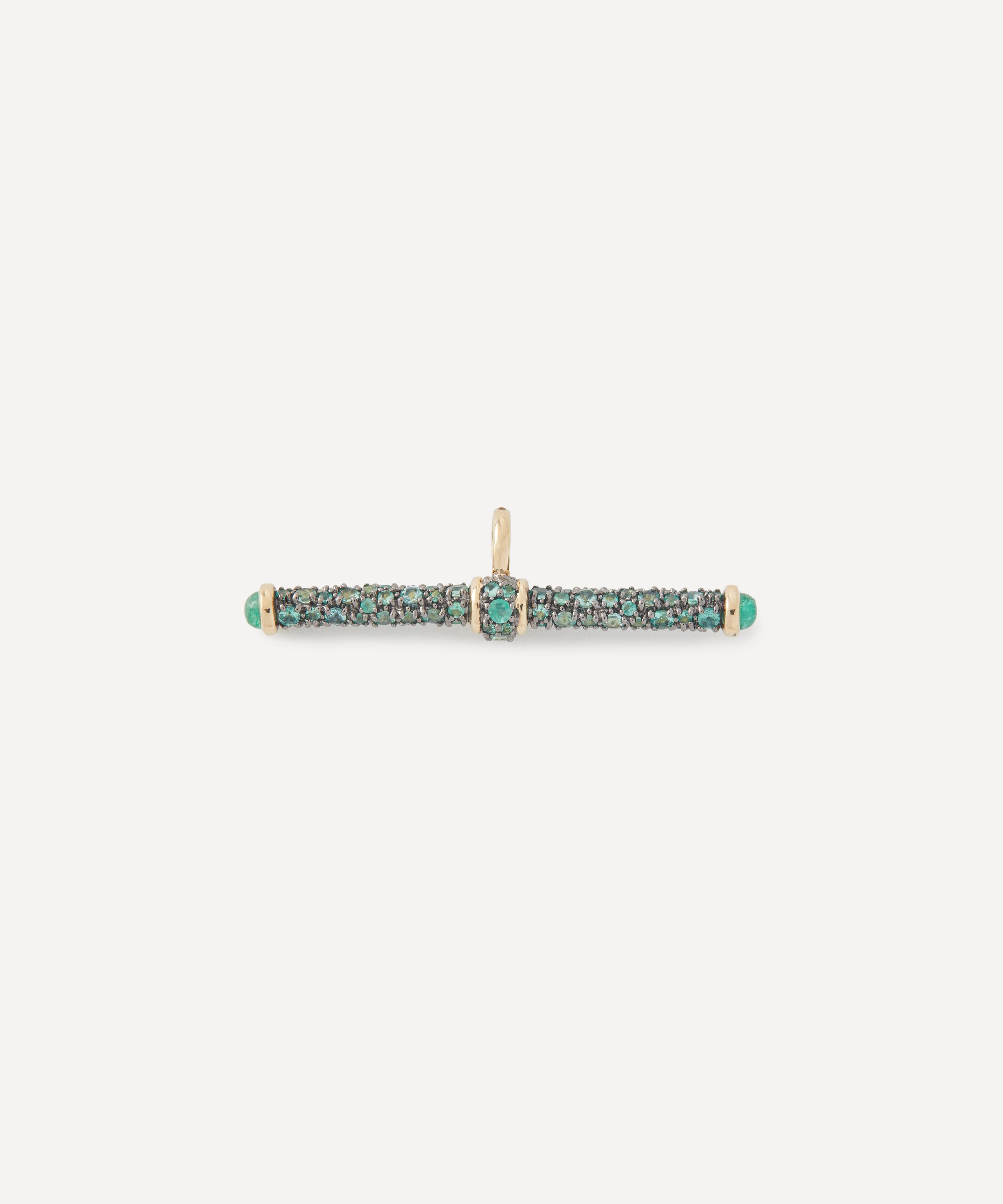 Lucy Delius Jewellery - 14ct Gold Emerald T-Bar Pendant image number 0