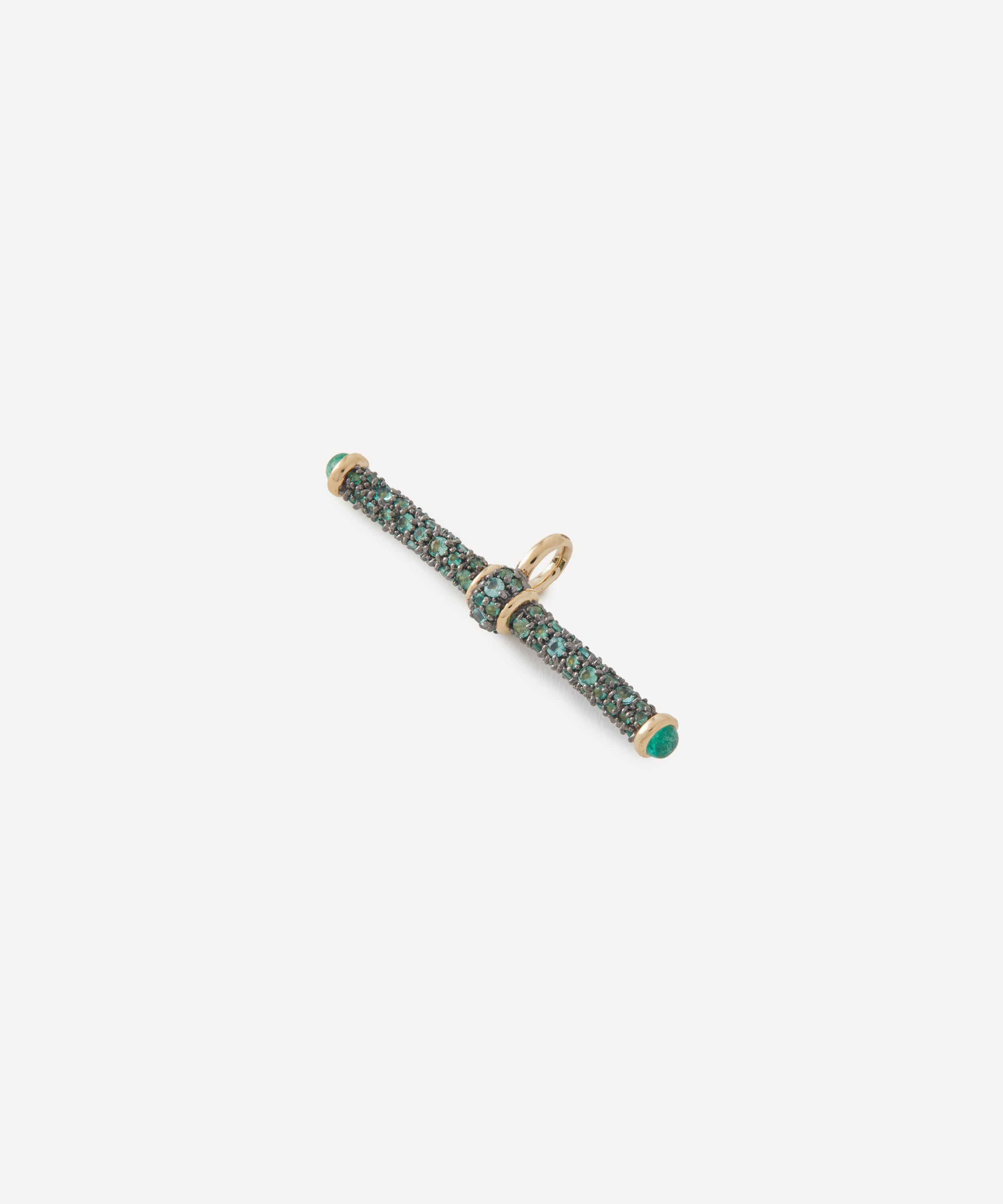 Lucy Delius Jewellery - 14ct Gold Emerald T-Bar Pendant image number 1