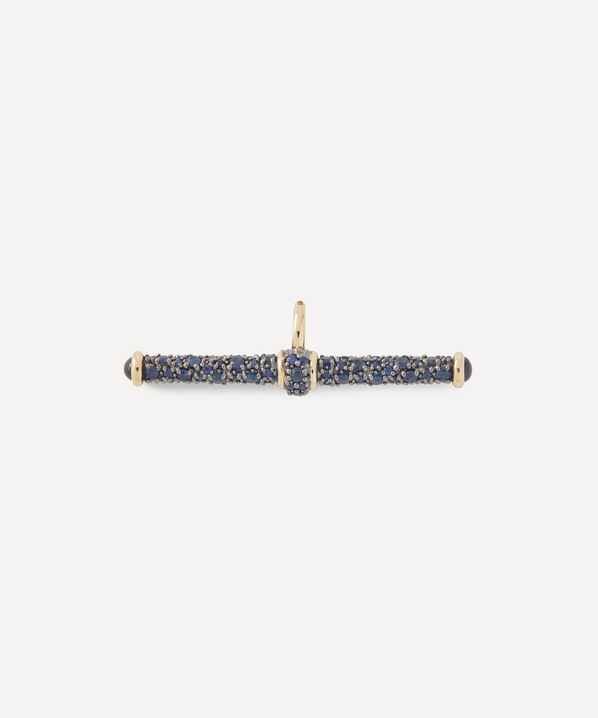 Lucy Delius Jewellery - 14ct Gold Blue Sapphire T-Bar Pendant image number 0