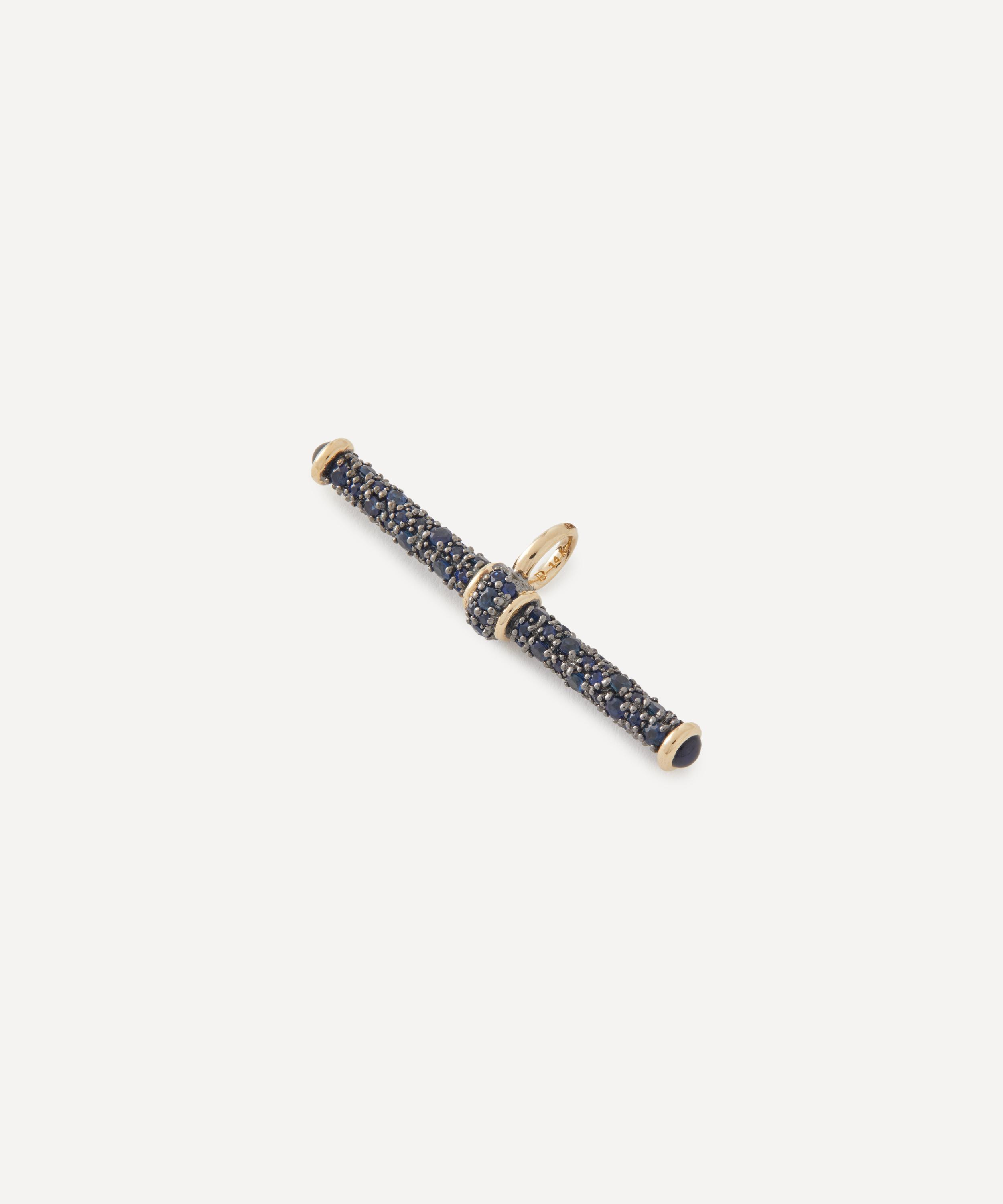 Lucy Delius Jewellery - 14ct Gold Blue Sapphire T-Bar Pendant image number 1