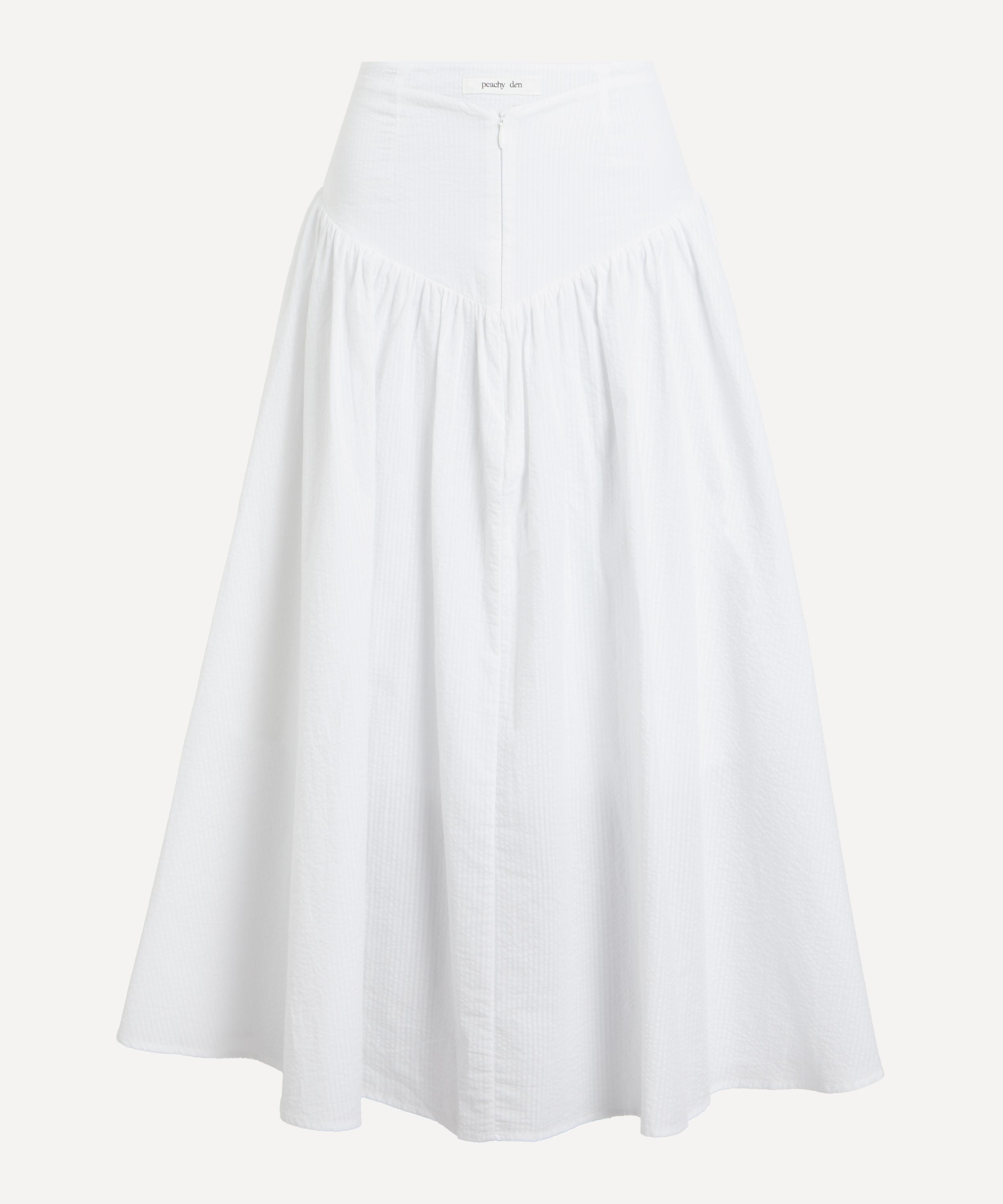 Peachy Den - Deba Seersucker Porcelain Midi Skirt image number 0