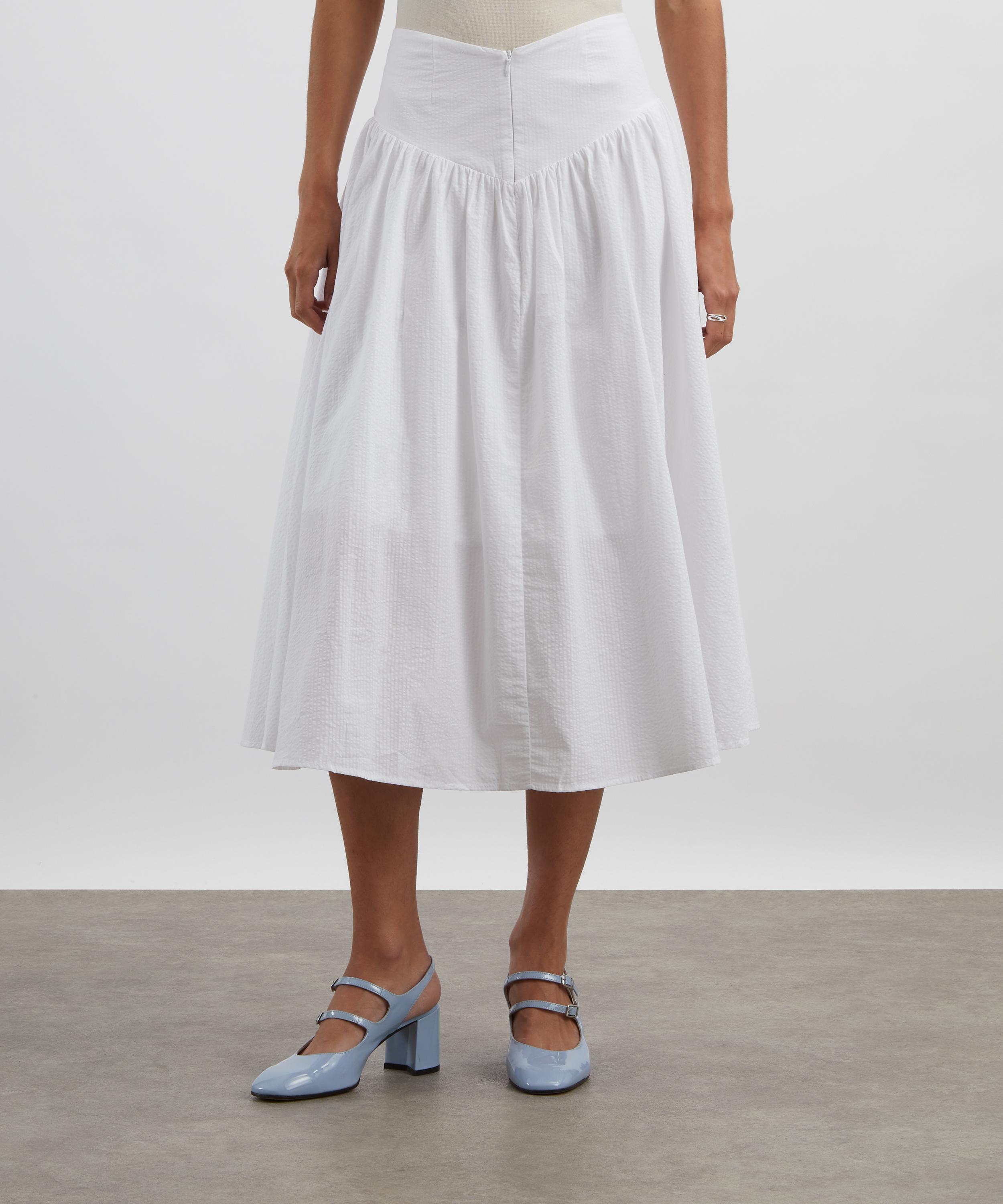 Peachy Den - Deba Seersucker Porcelain Midi Skirt image number 2