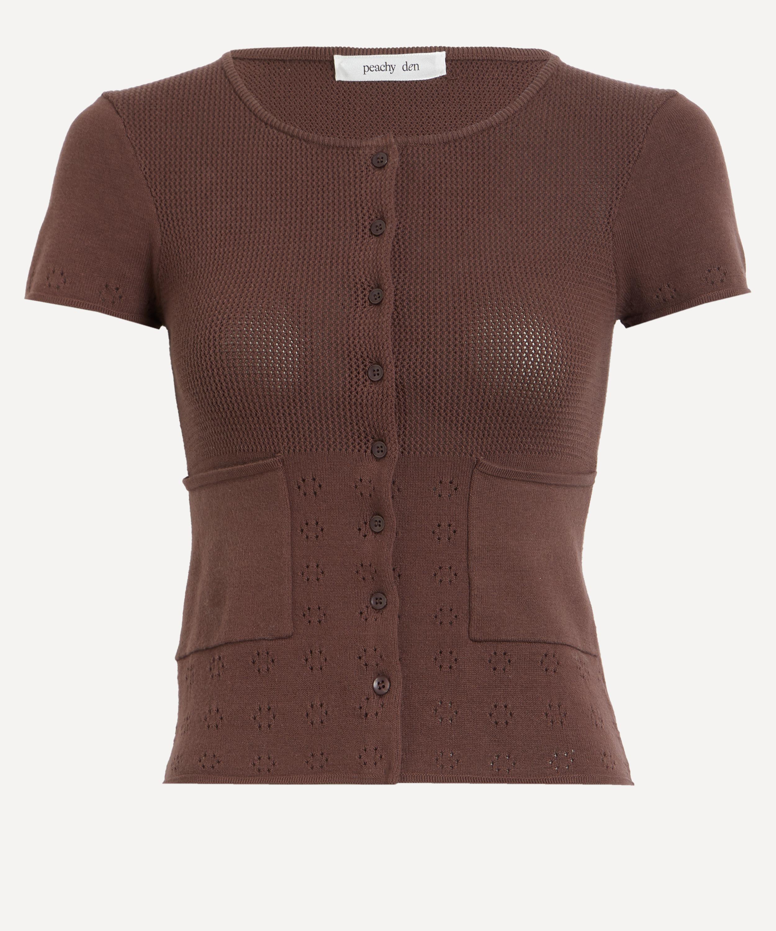 Peachy Den - Marie Knit Chocolate Polo Top image number 0