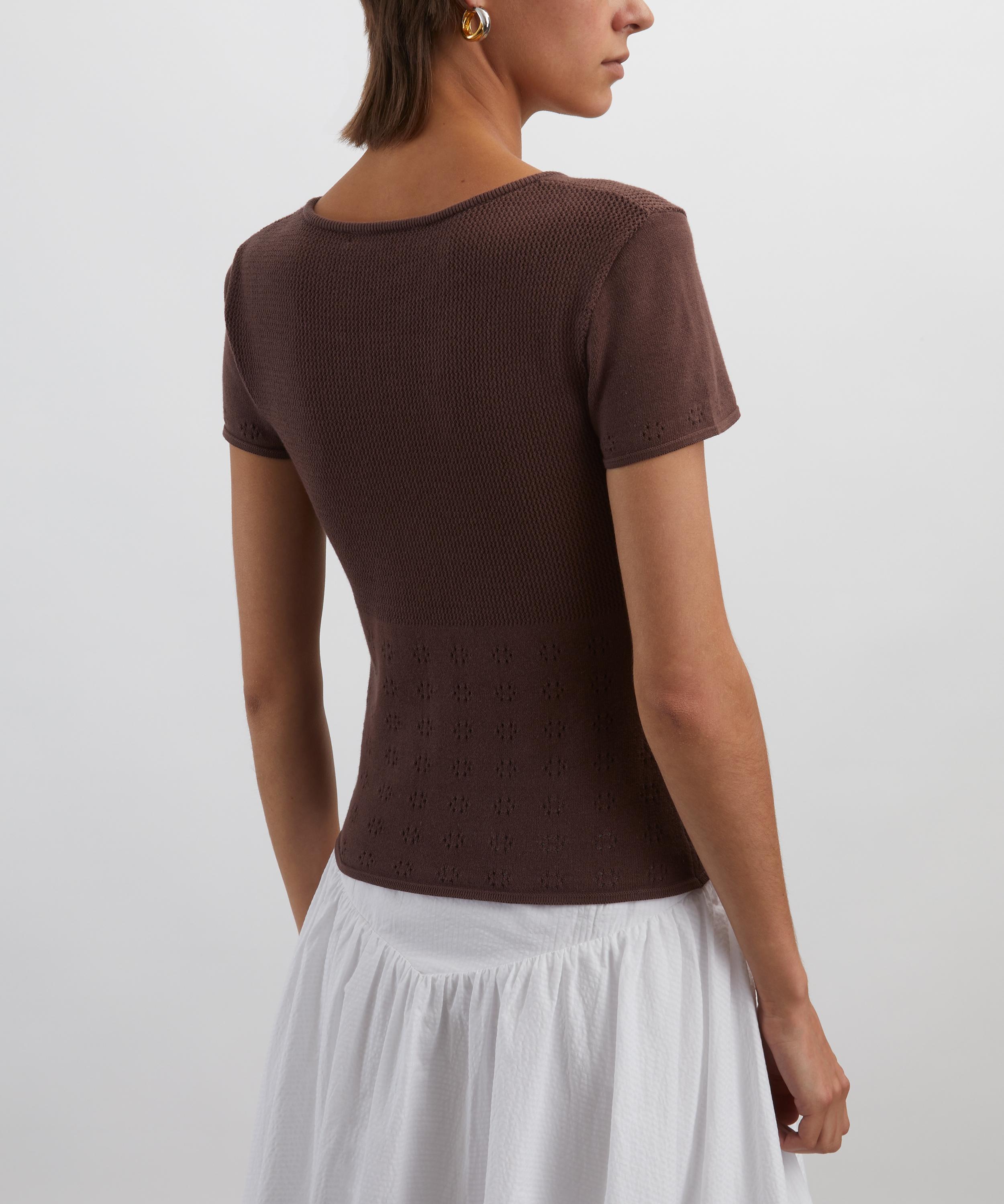 Peachy Den - Marie Knit Chocolate Polo Top image number 3