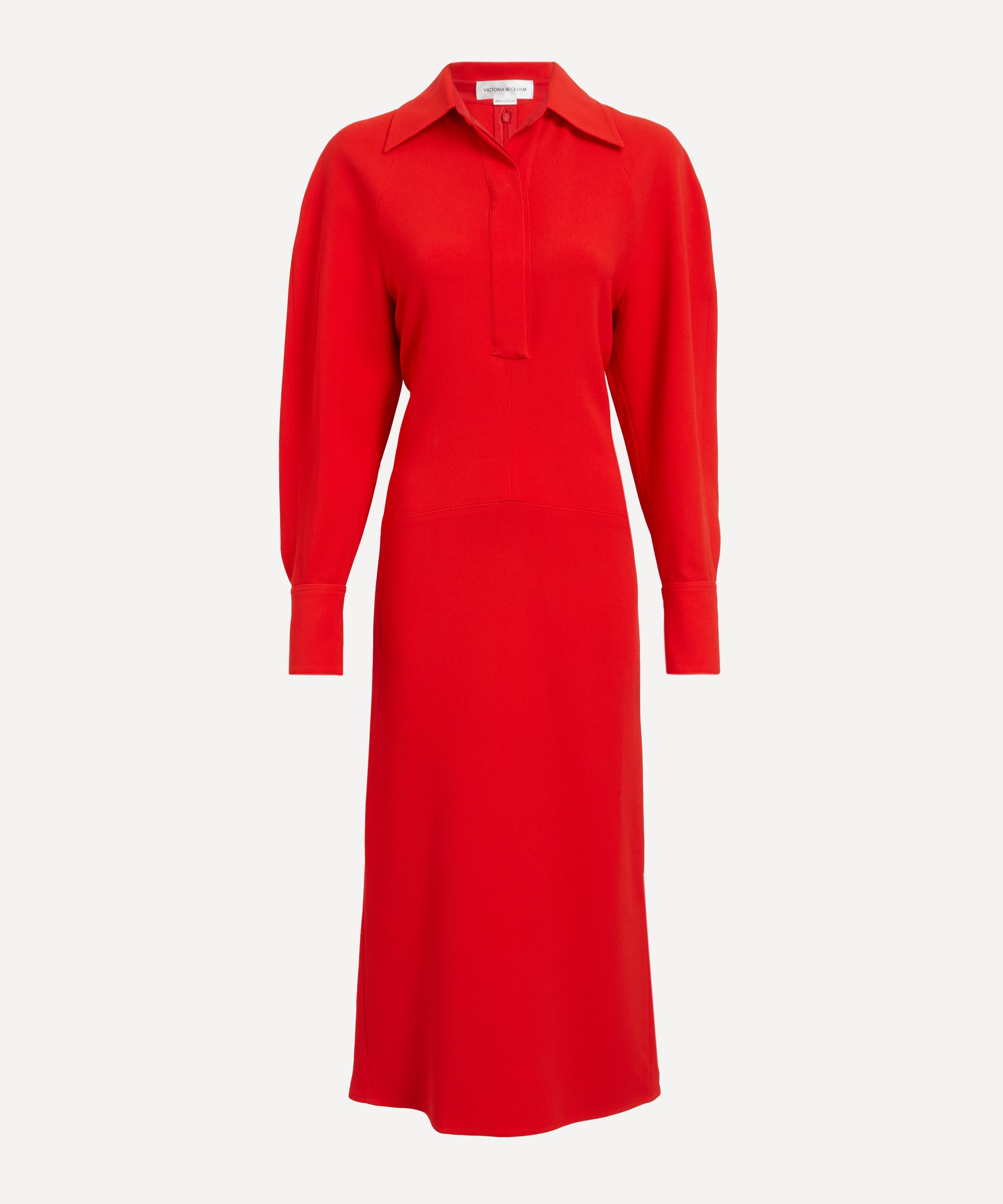 Victoria Beckham - Long Sleeve Polo Collar Midi Dress image number 0