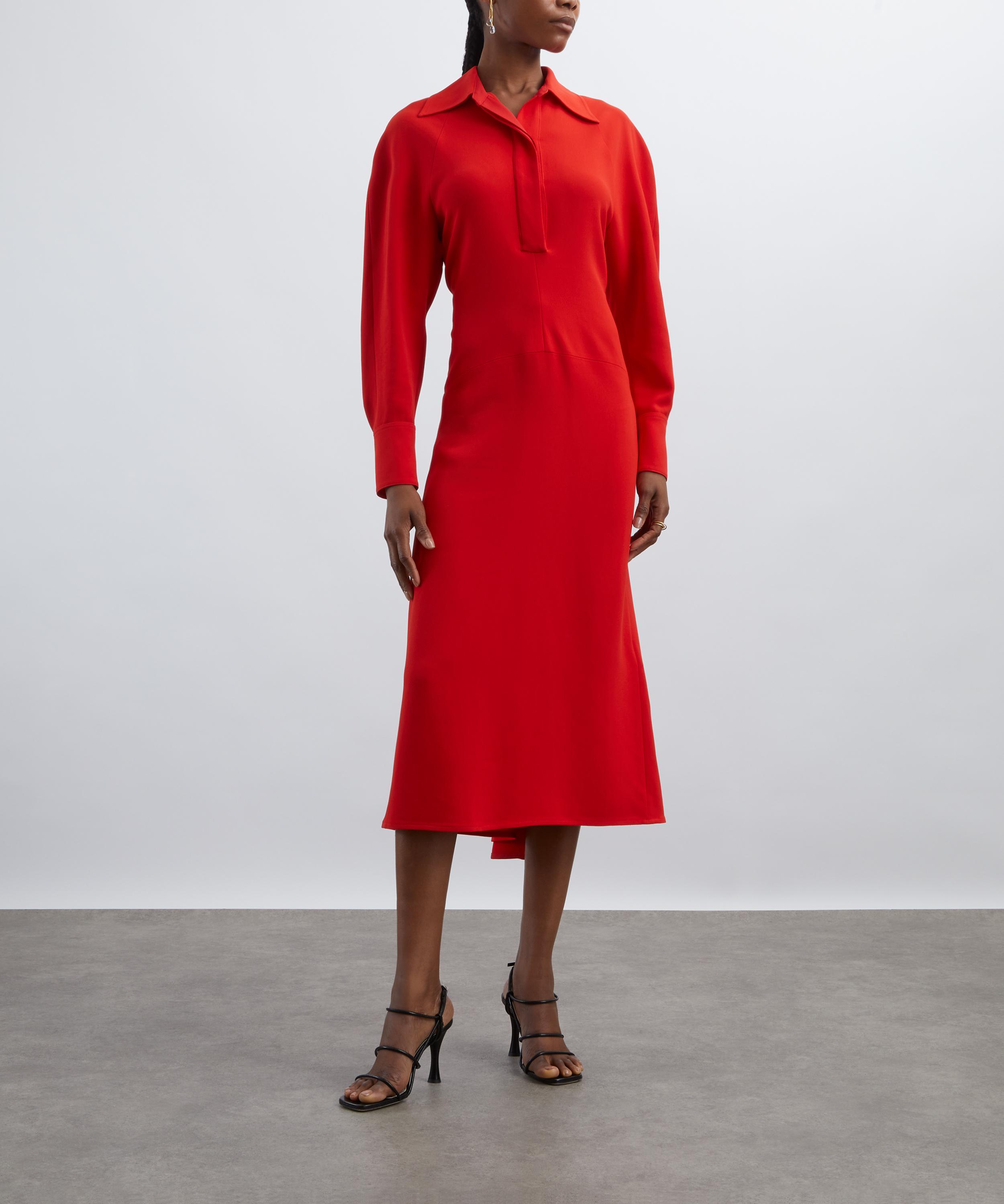 Victoria Beckham - Long Sleeve Polo Collar Midi Dress image number 2