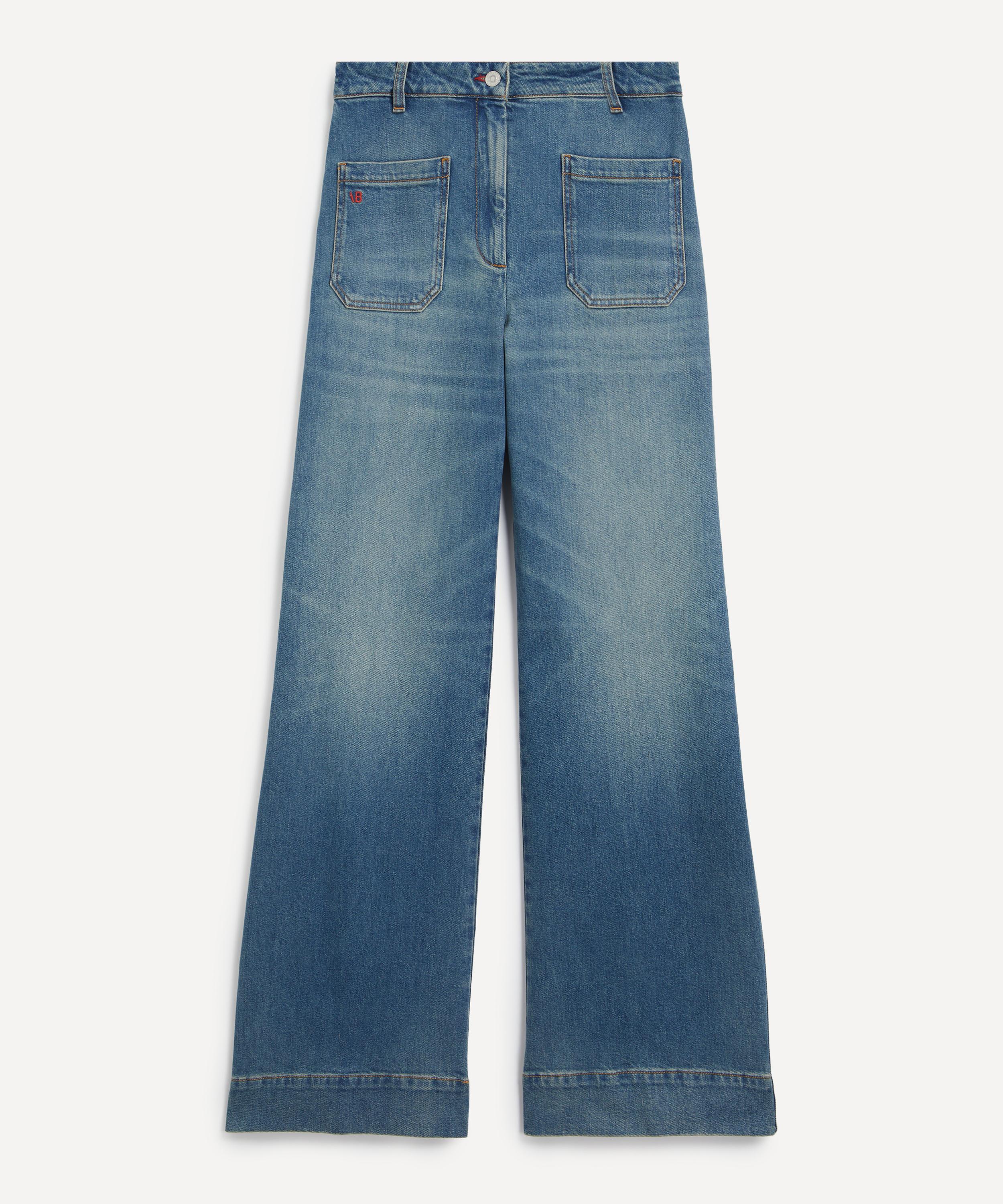 Victoria Beckham - Alina High Waisted Jeans in Washed Blue image number 0