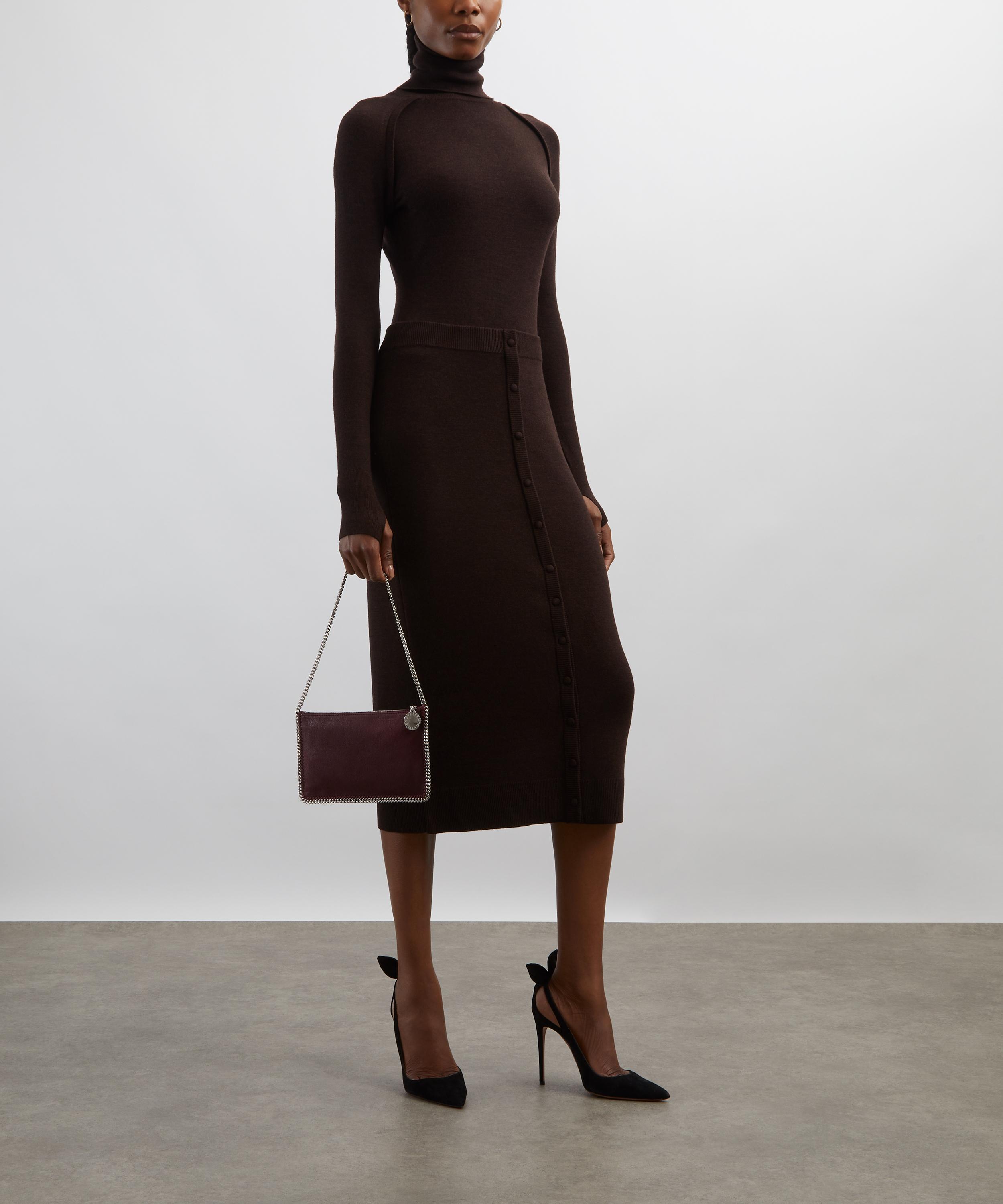 Victoria Beckham - Dark Chocolate Button Detail Midi Skirt image number 1