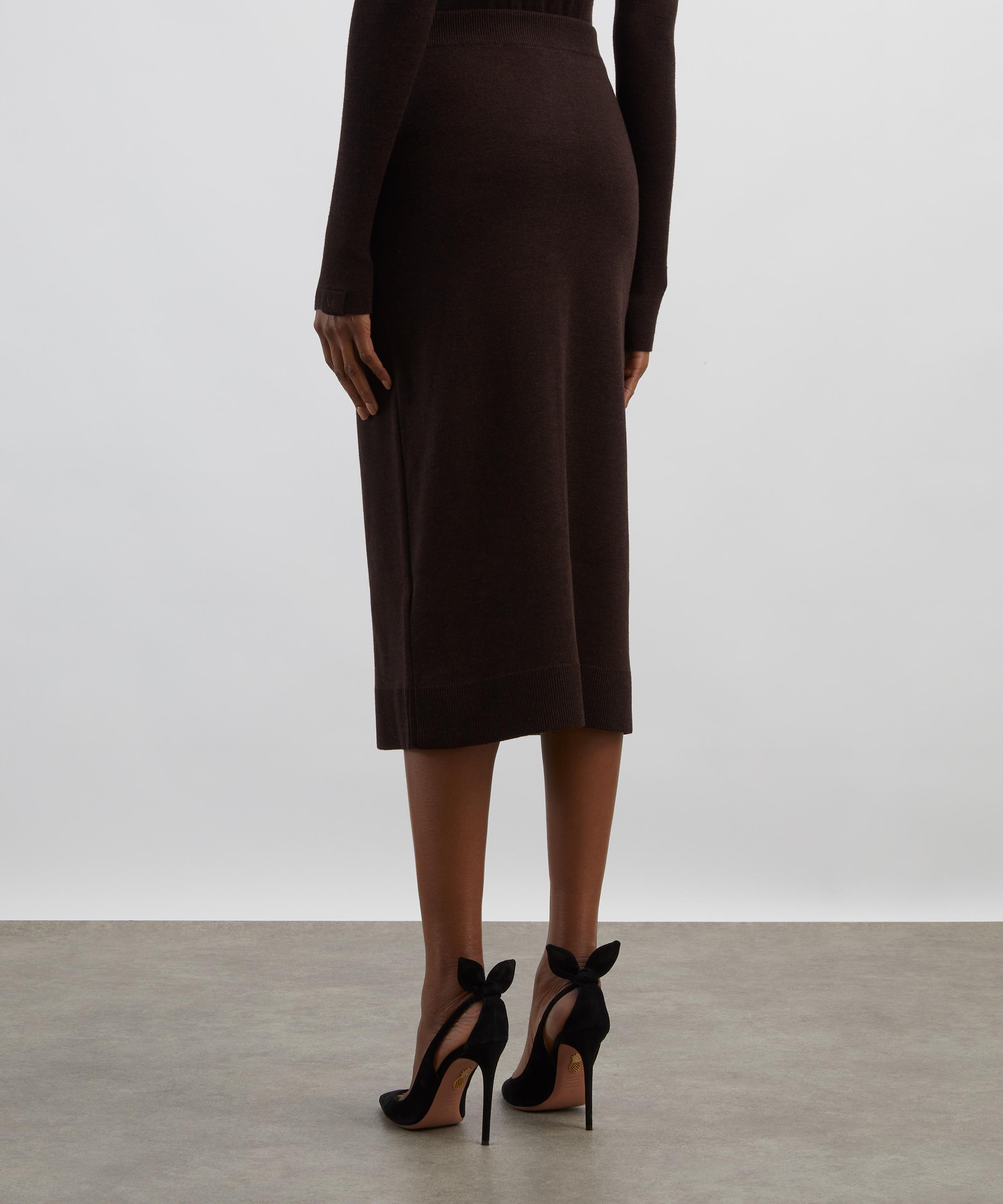 Victoria Beckham - Dark Chocolate Button Detail Midi Skirt image number 3
