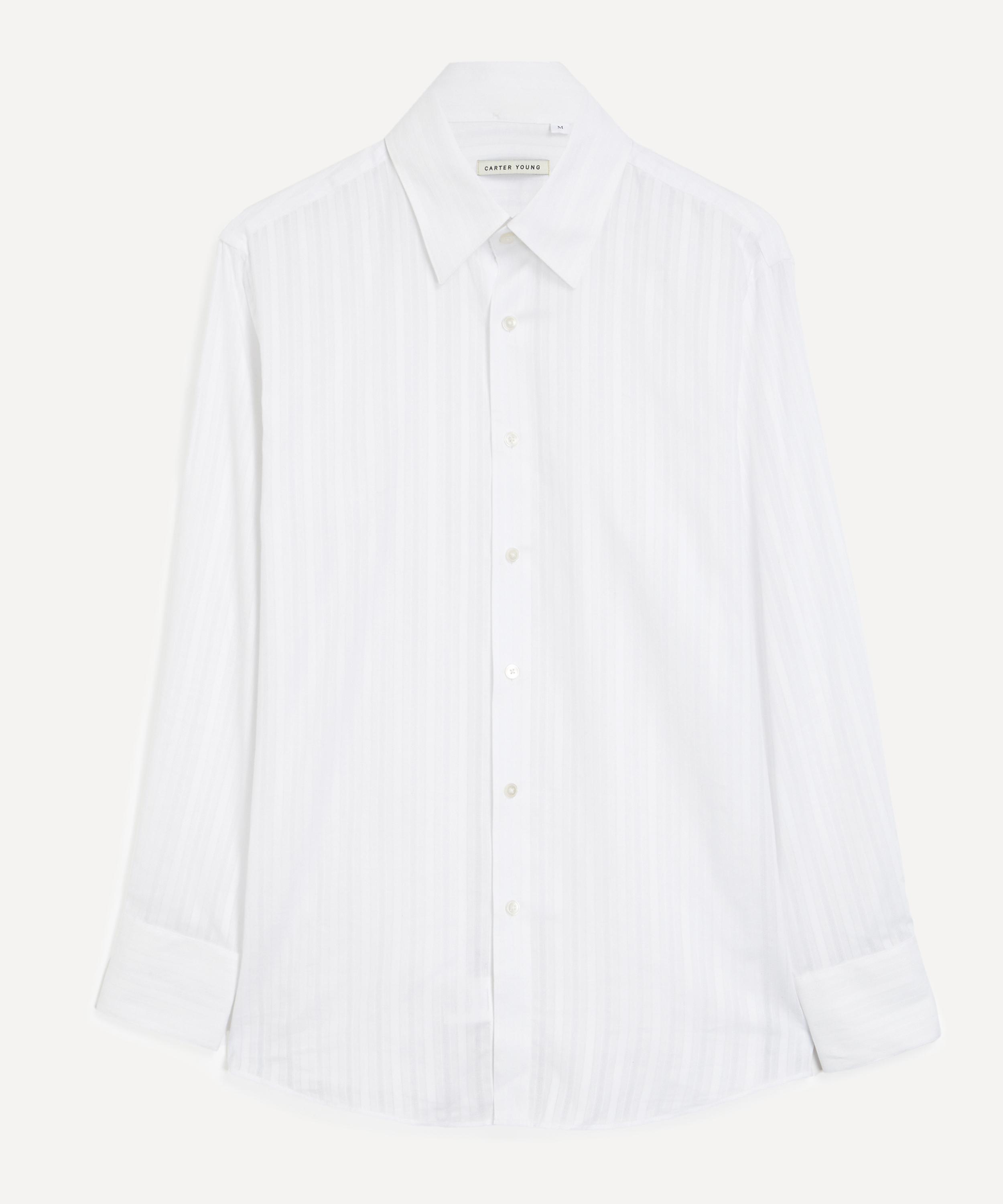 Carter Young - White Tonal Stripe Business Shirt