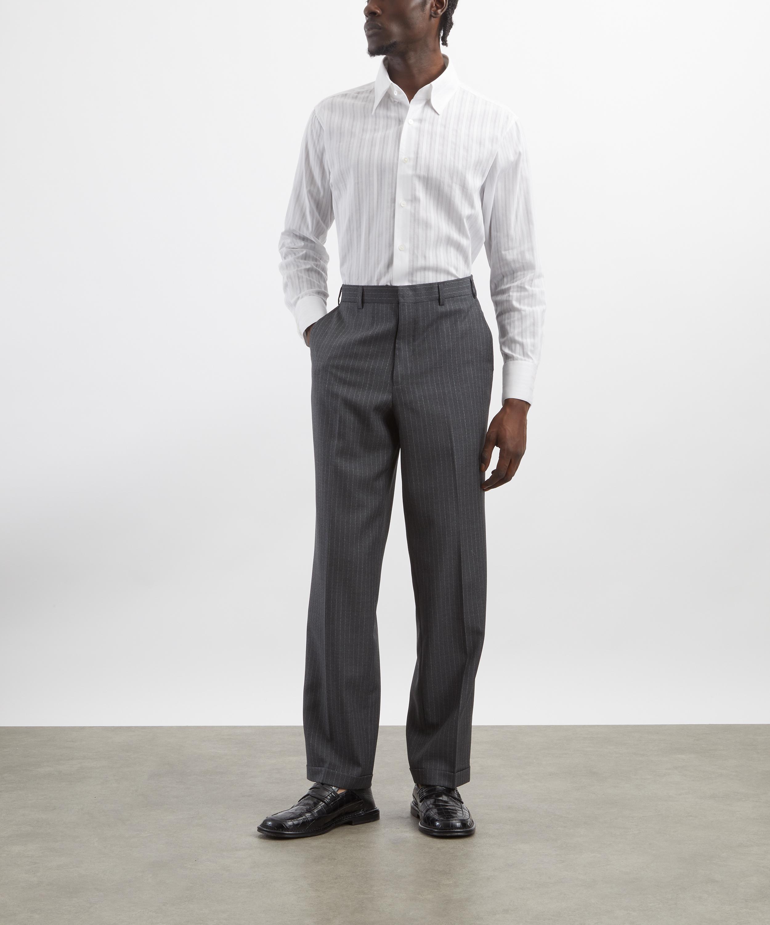 Carter Young - White Tonal Stripe Business Shirt image number 1