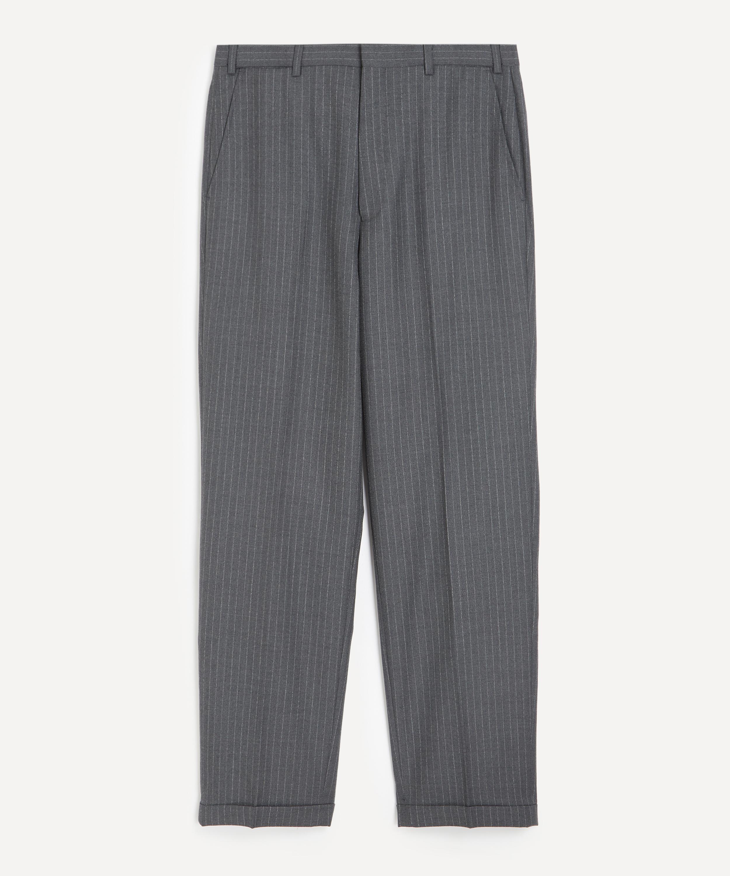 Carter Young - Ash Pinstripe Flat Front Trousers image number 0