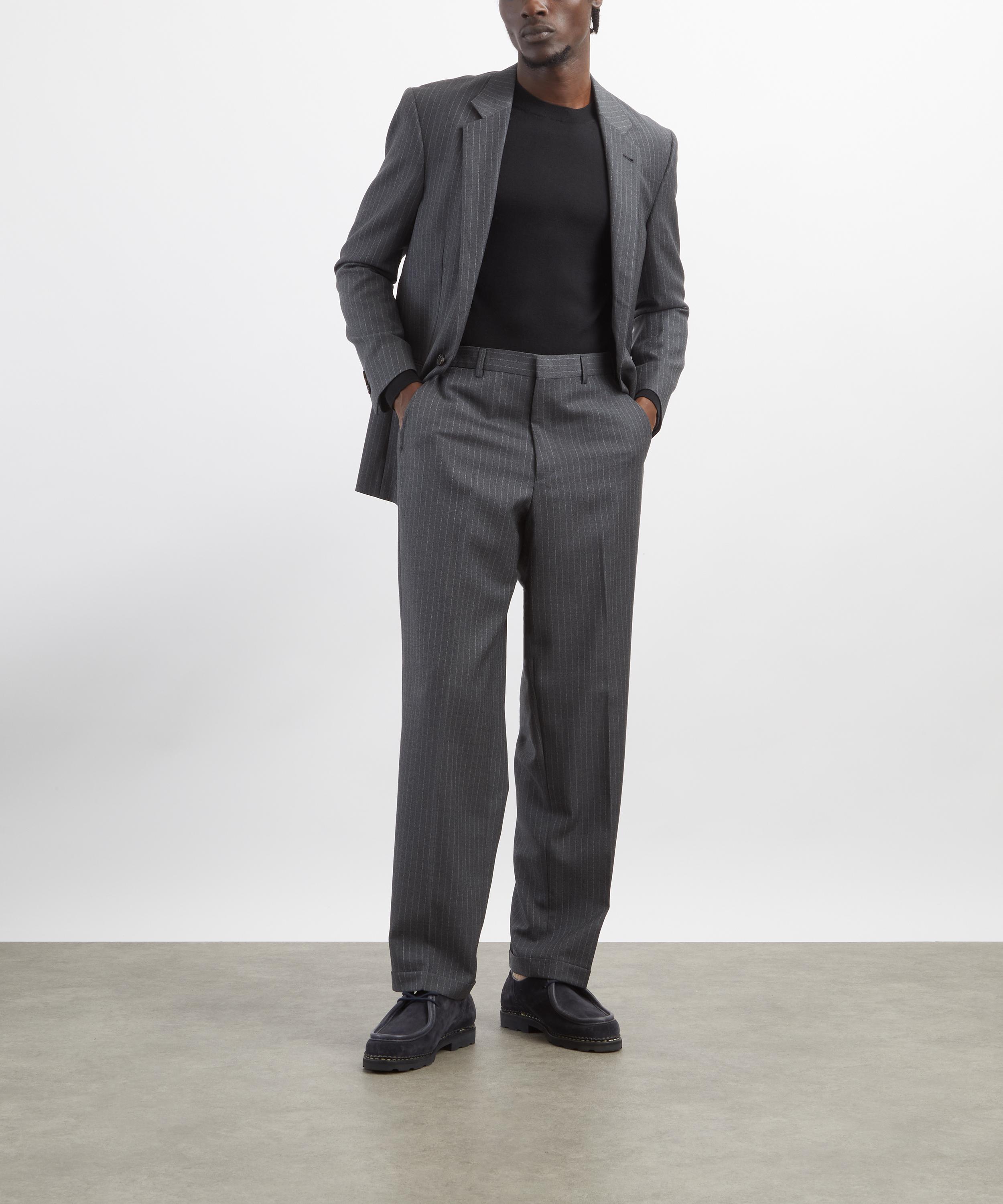 Carter Young - Ash Pinstripe Flat Front Trousers image number 1