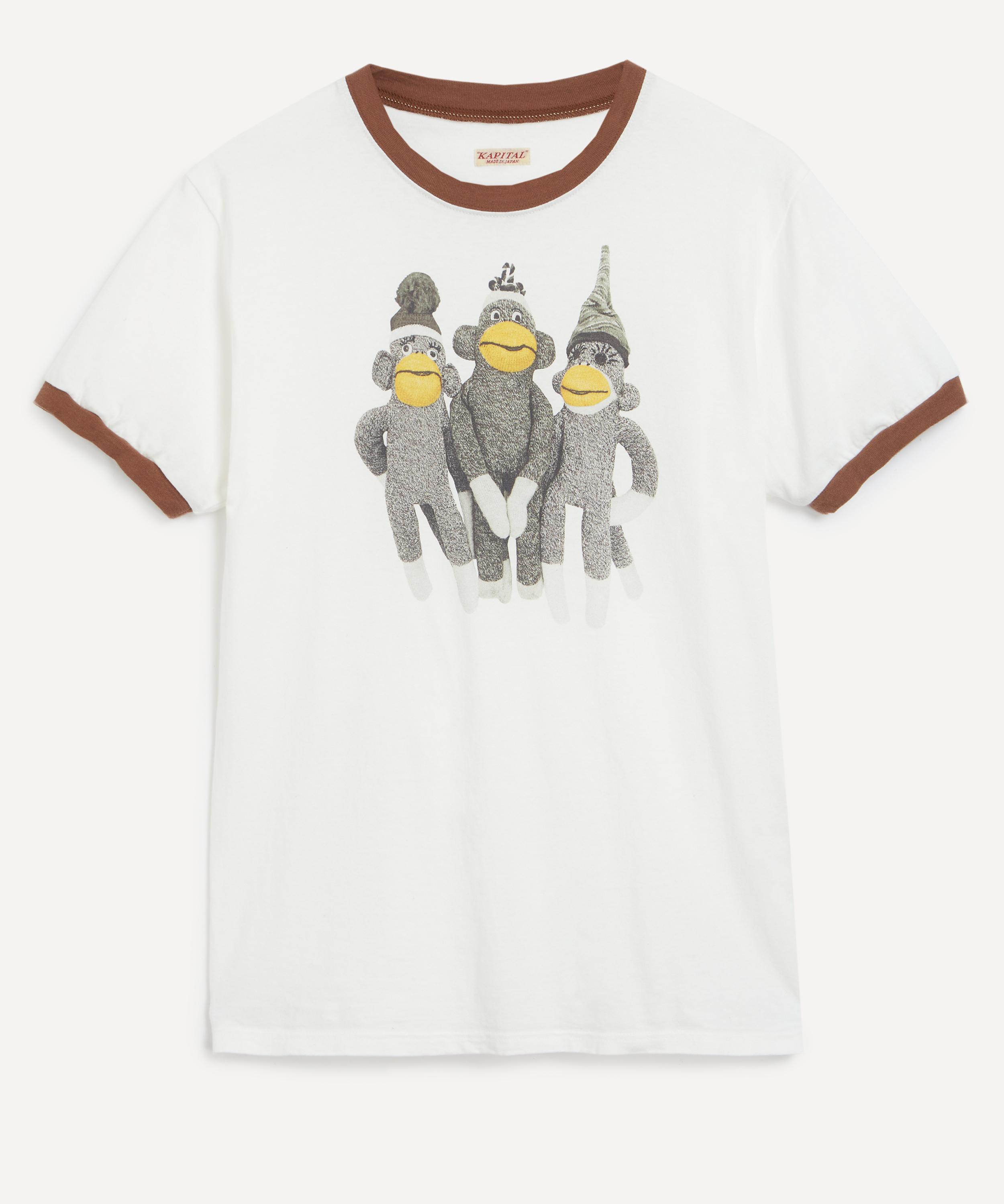 Kapital - Monkey Amigos V-Neck Ringer T-Shirt image number 0
