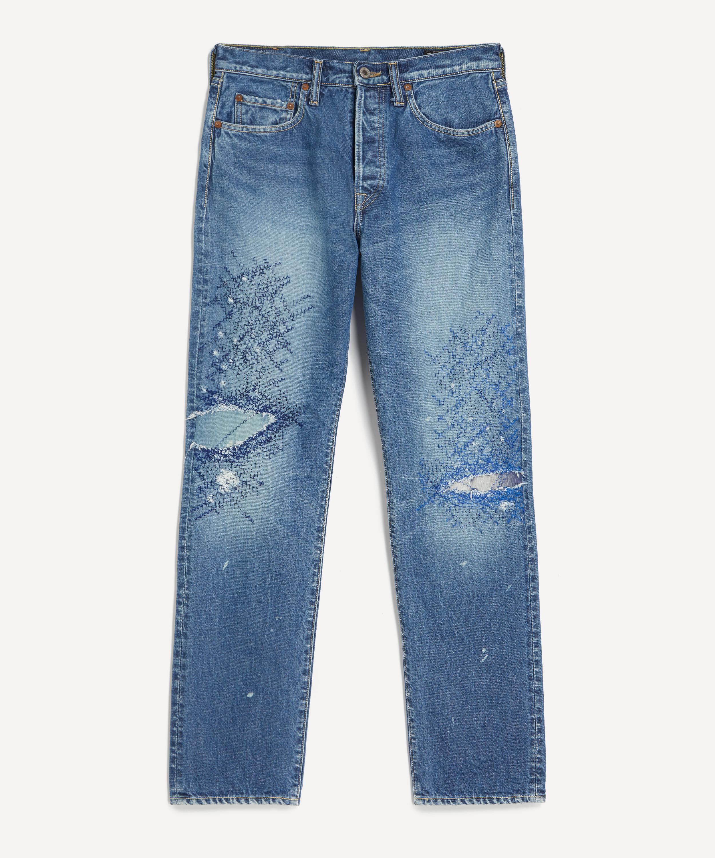 Kapital - Monkey CISCO Straight-Leg Distressed Embroidered Jeans image number 0