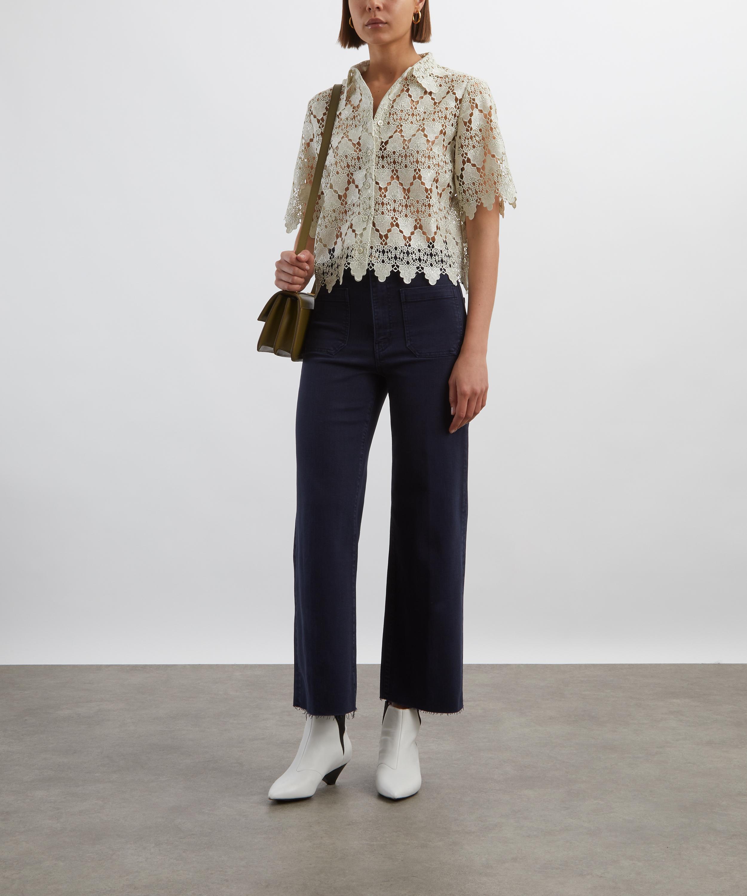 Frame - The Anchor High-Rise Wide Jeans in Navy Raw Fray image number 1