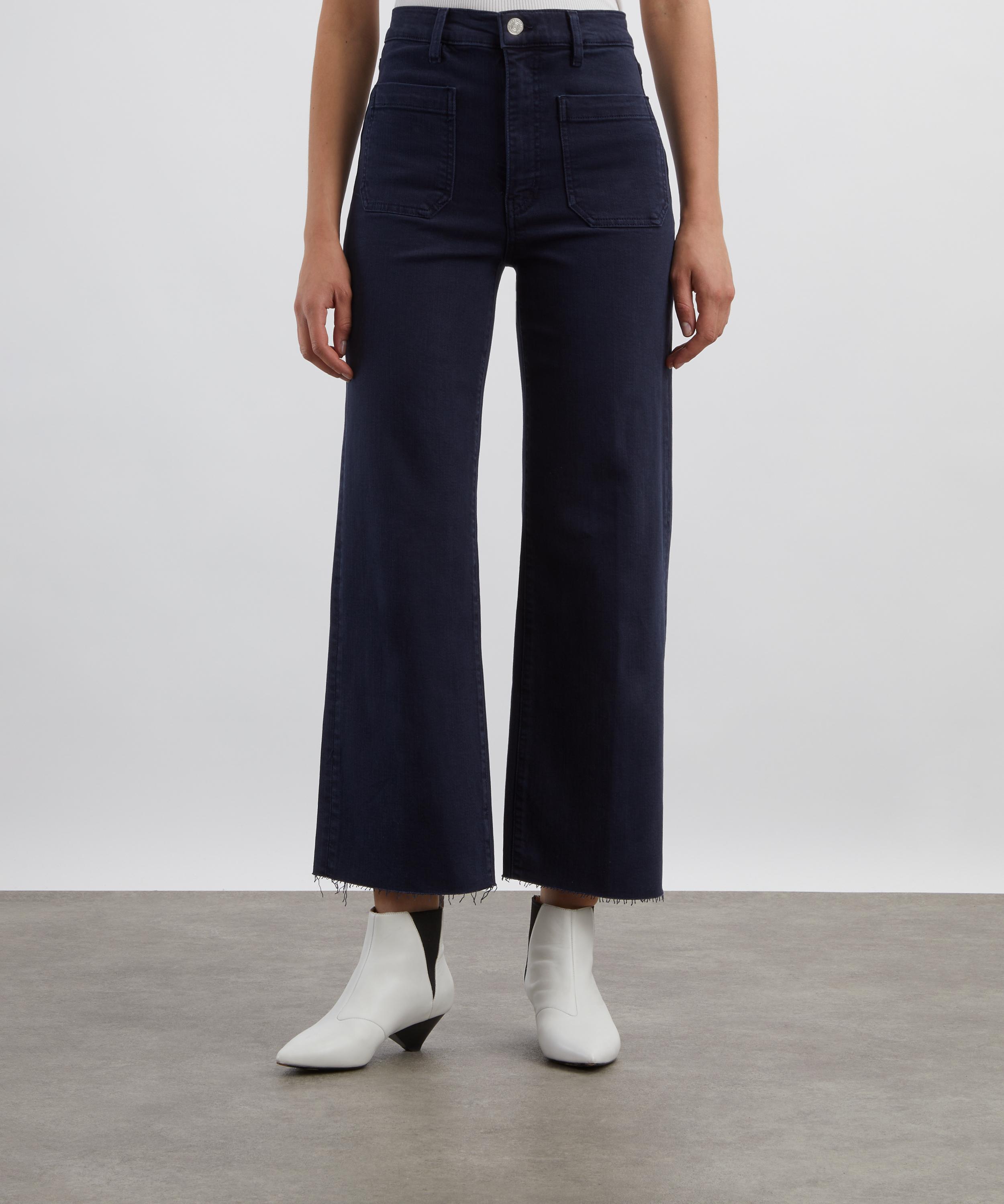 Frame - The Anchor High-Rise Wide Jeans in Navy Raw Fray image number 2
