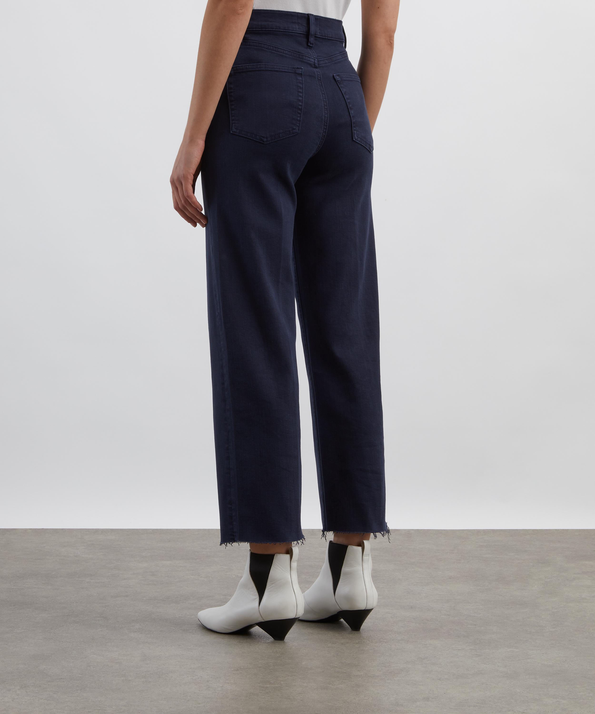 Frame - The Anchor High-Rise Wide Jeans in Navy Raw Fray image number 3