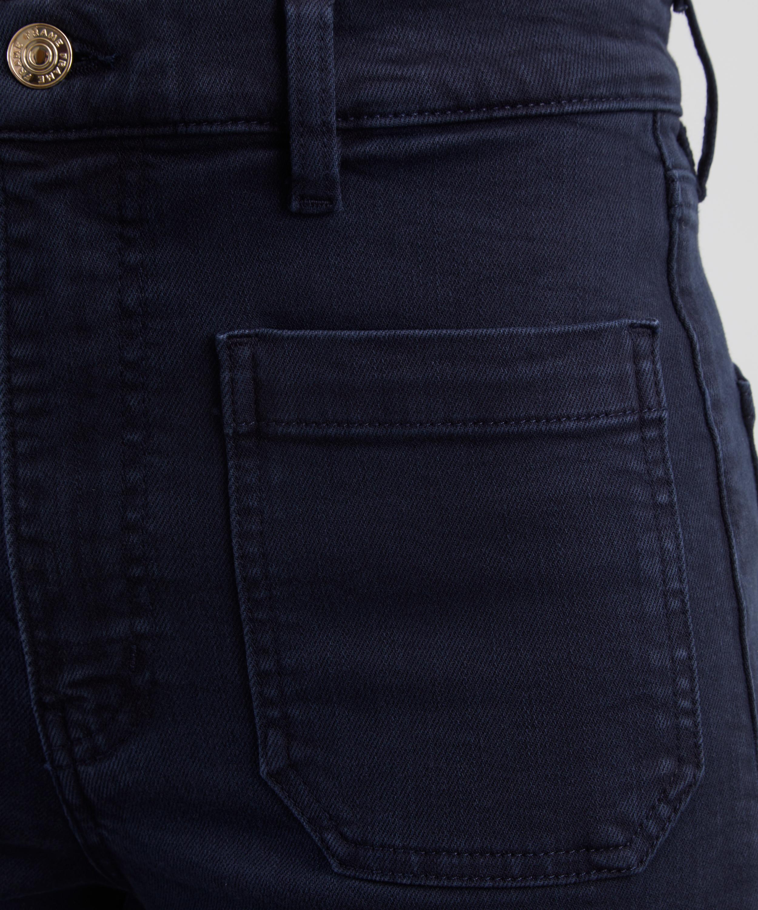 Frame - The Anchor High-Rise Wide Jeans in Navy Raw Fray image number 4