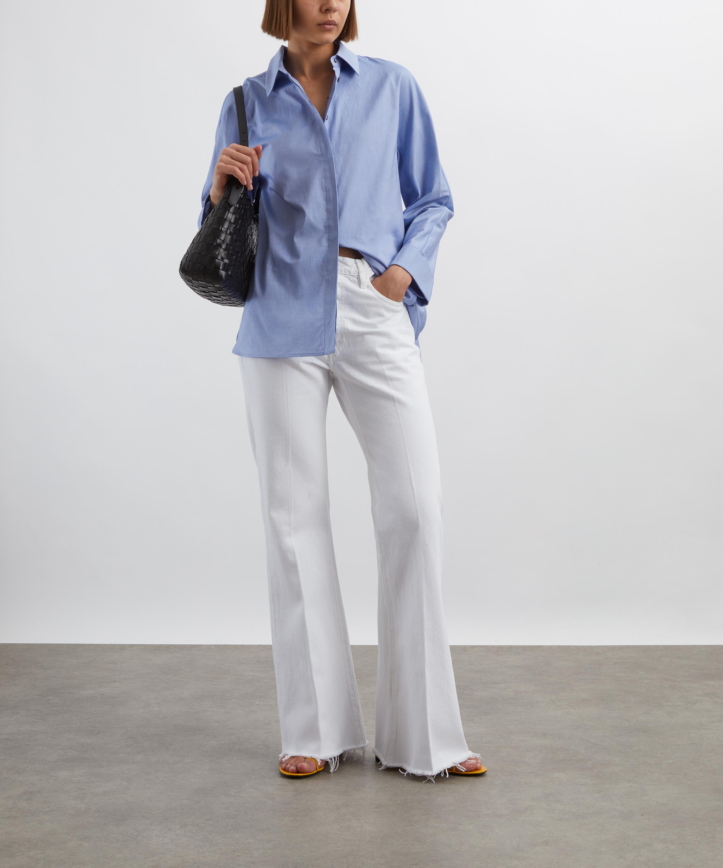 Frame - The Lax High-Rise Flare Jeans in White Raw Fry image number 1