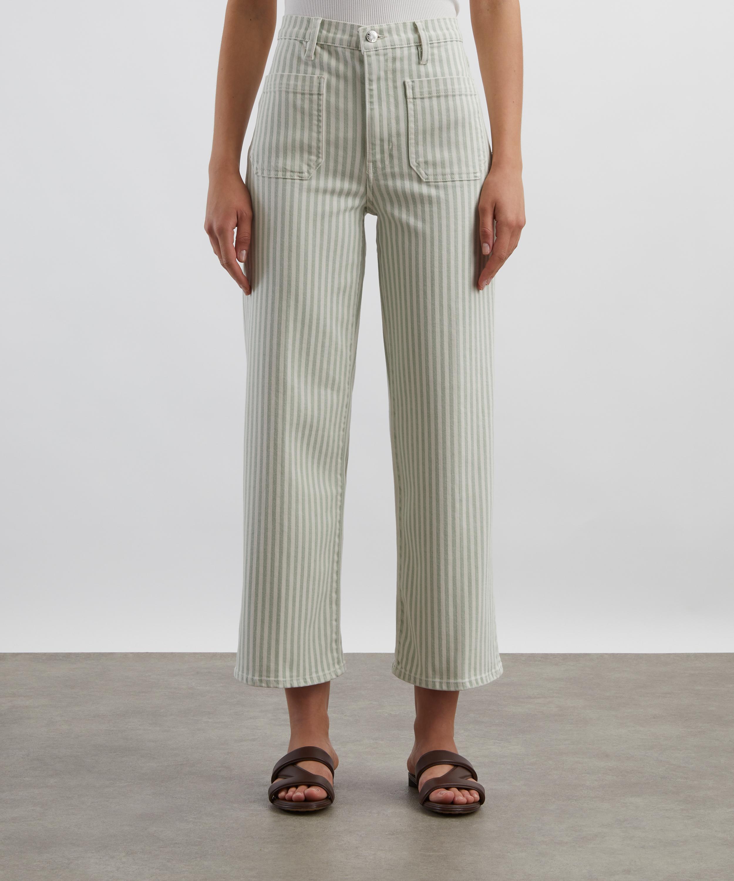 Frame - The Anchor High-Rise Wide Jeans in Seamist Stripe image number 2
