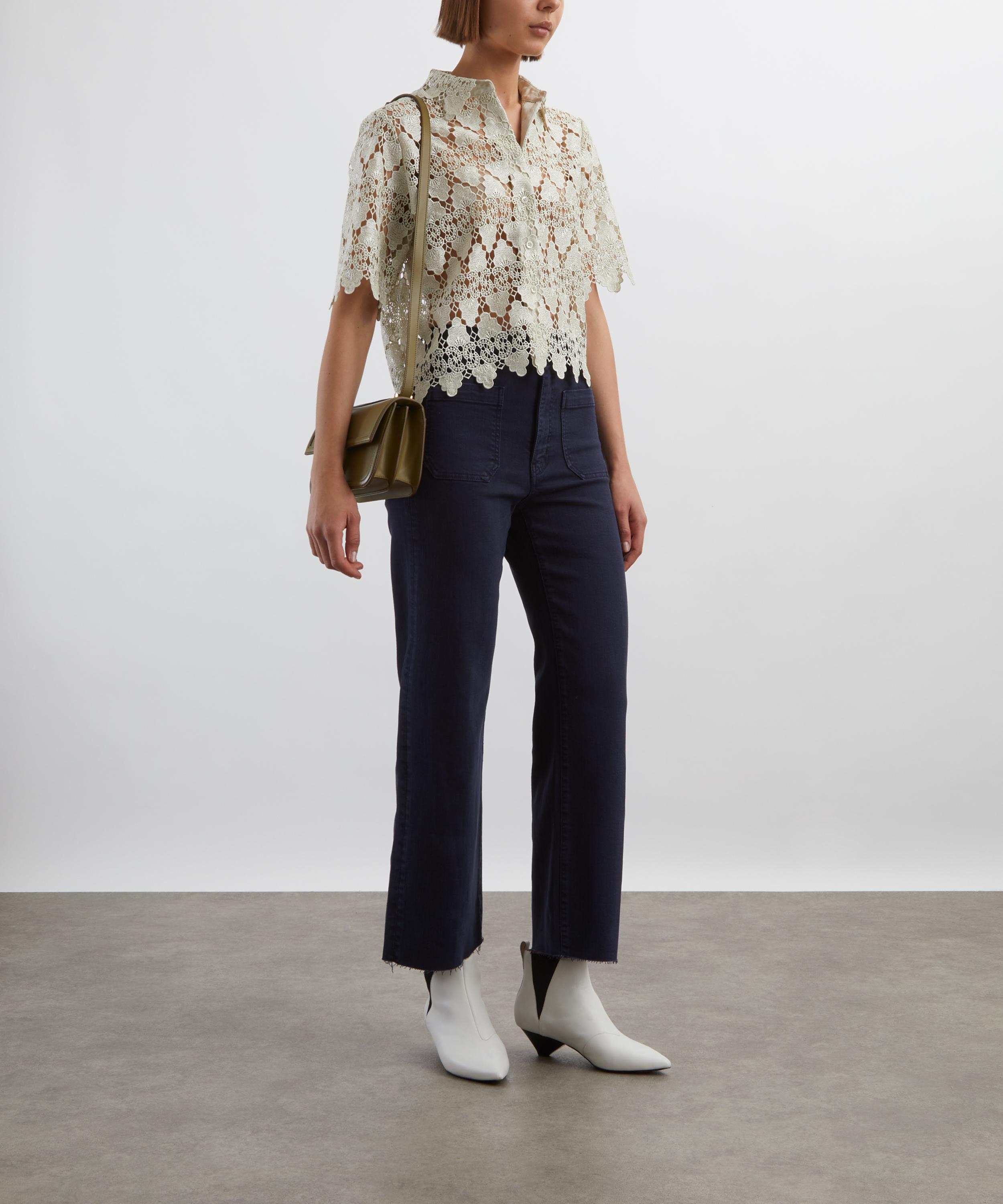 Frame - The Lace Button-Up Shirt in Soft Mint image number 1