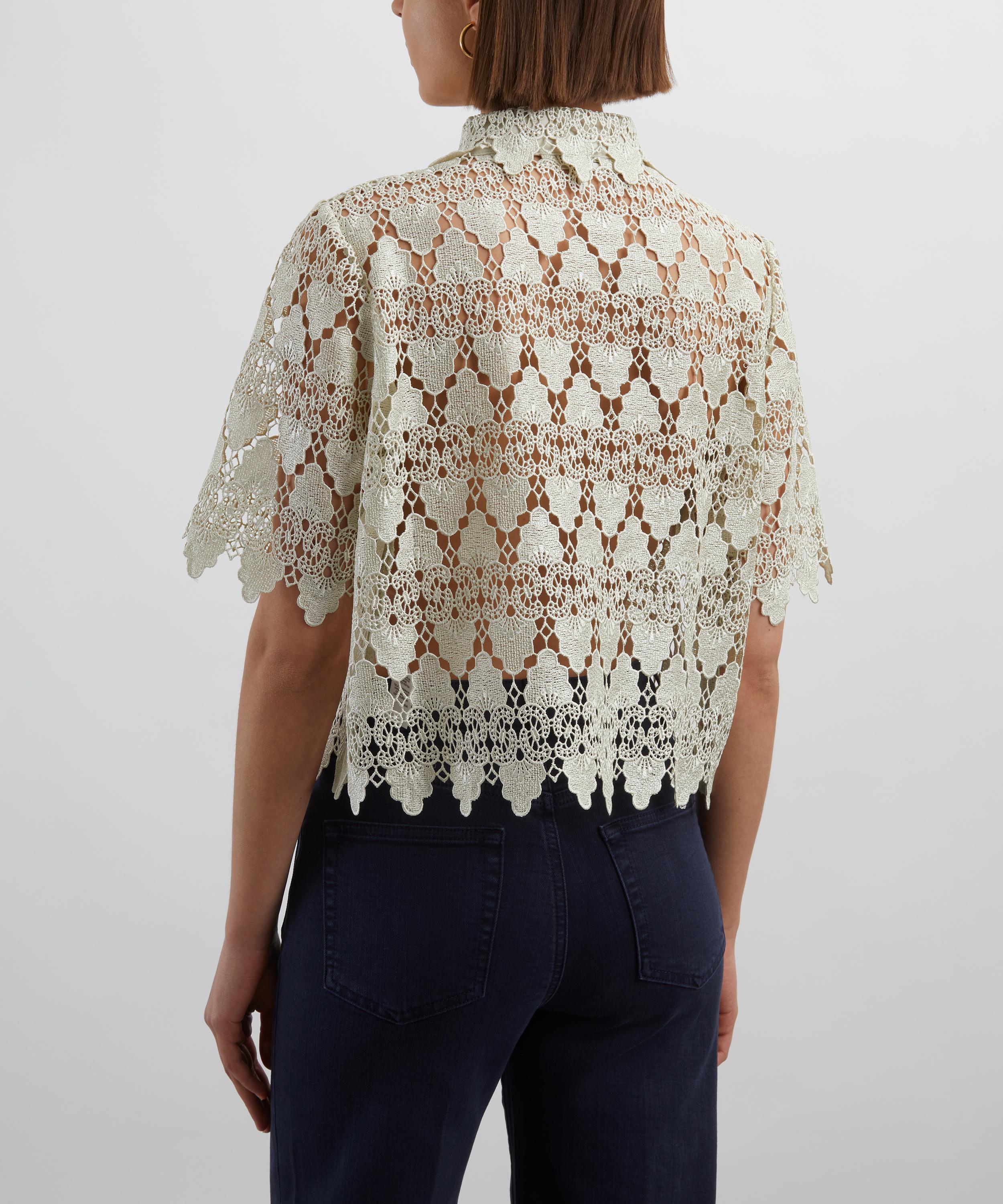 Frame - The Lace Button-Up Shirt in Soft Mint image number 3