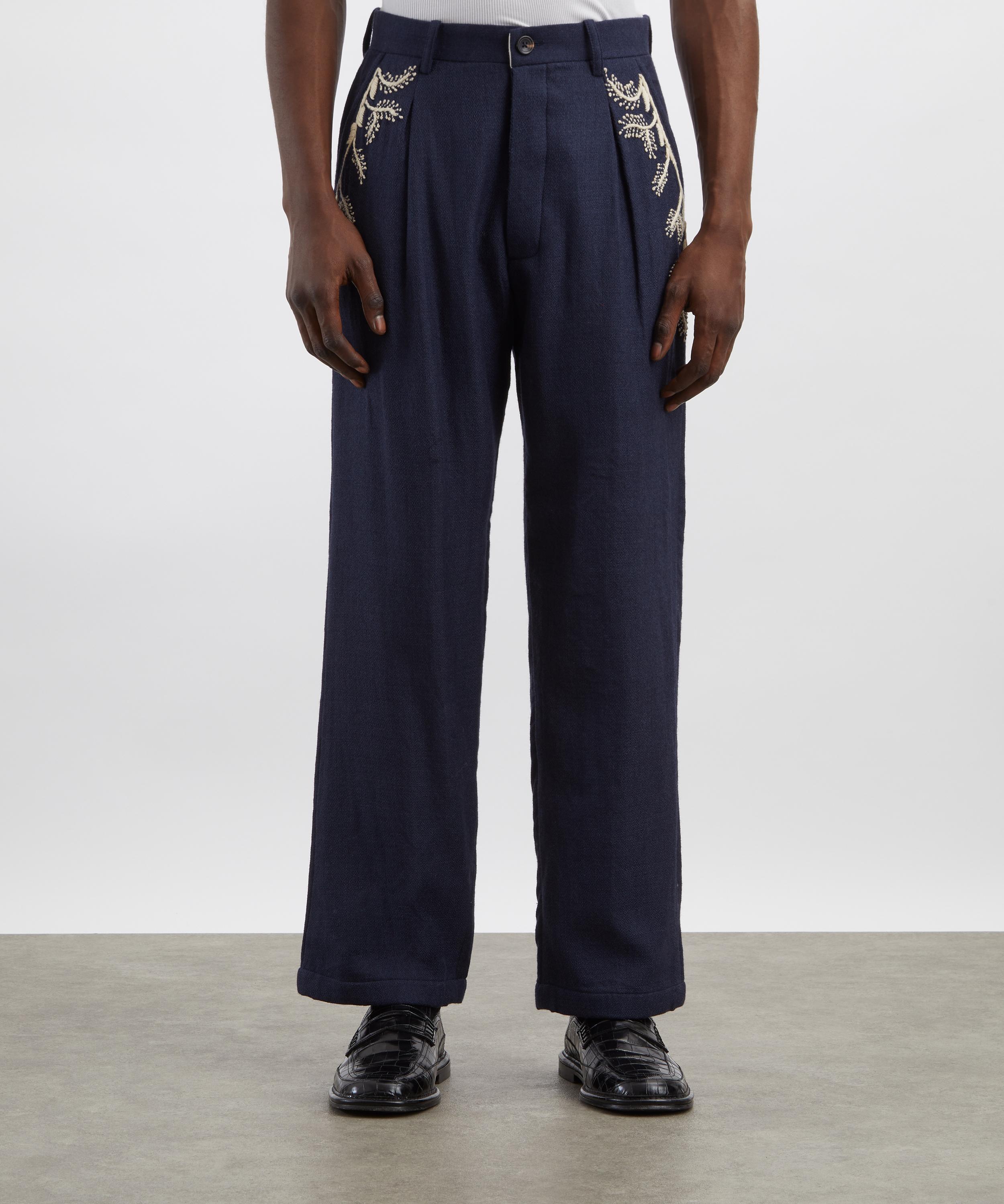 Kartik Research - Pleated Embroidered Wool Trousers image number 2