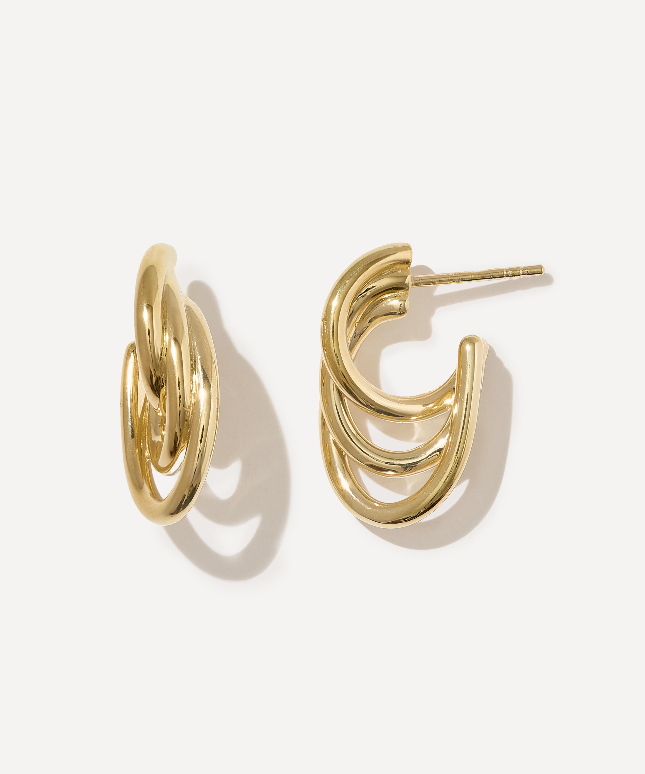 Otiumberg - 14ct Gold-Plated Vermeil Silver Gathered Sonder Hoop Earrings image number 0