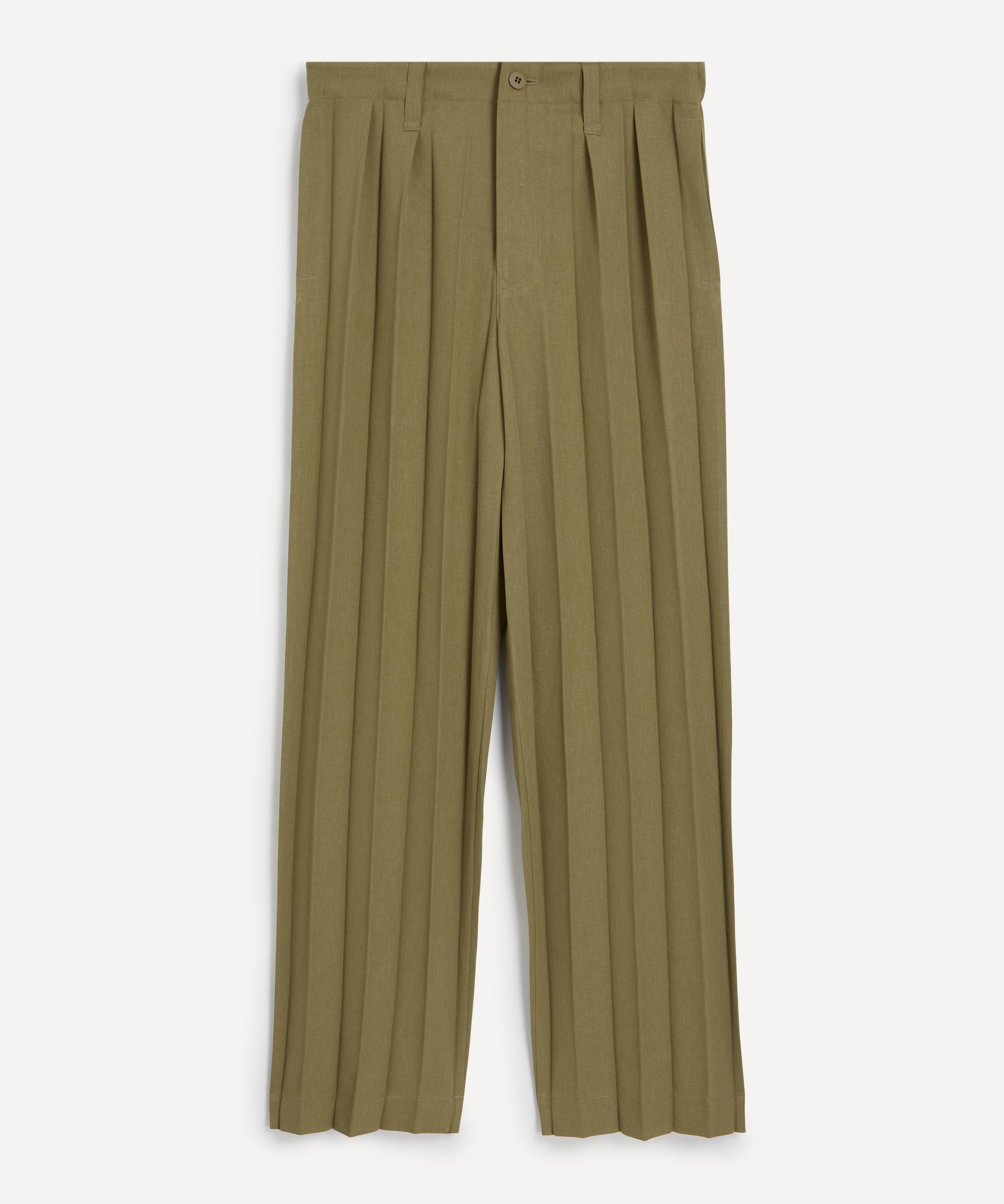 HOMME PLISSÉ ISSEY MIYAKE - EDGE ENSEMBLE Khaki Pleated Trousers image number 0