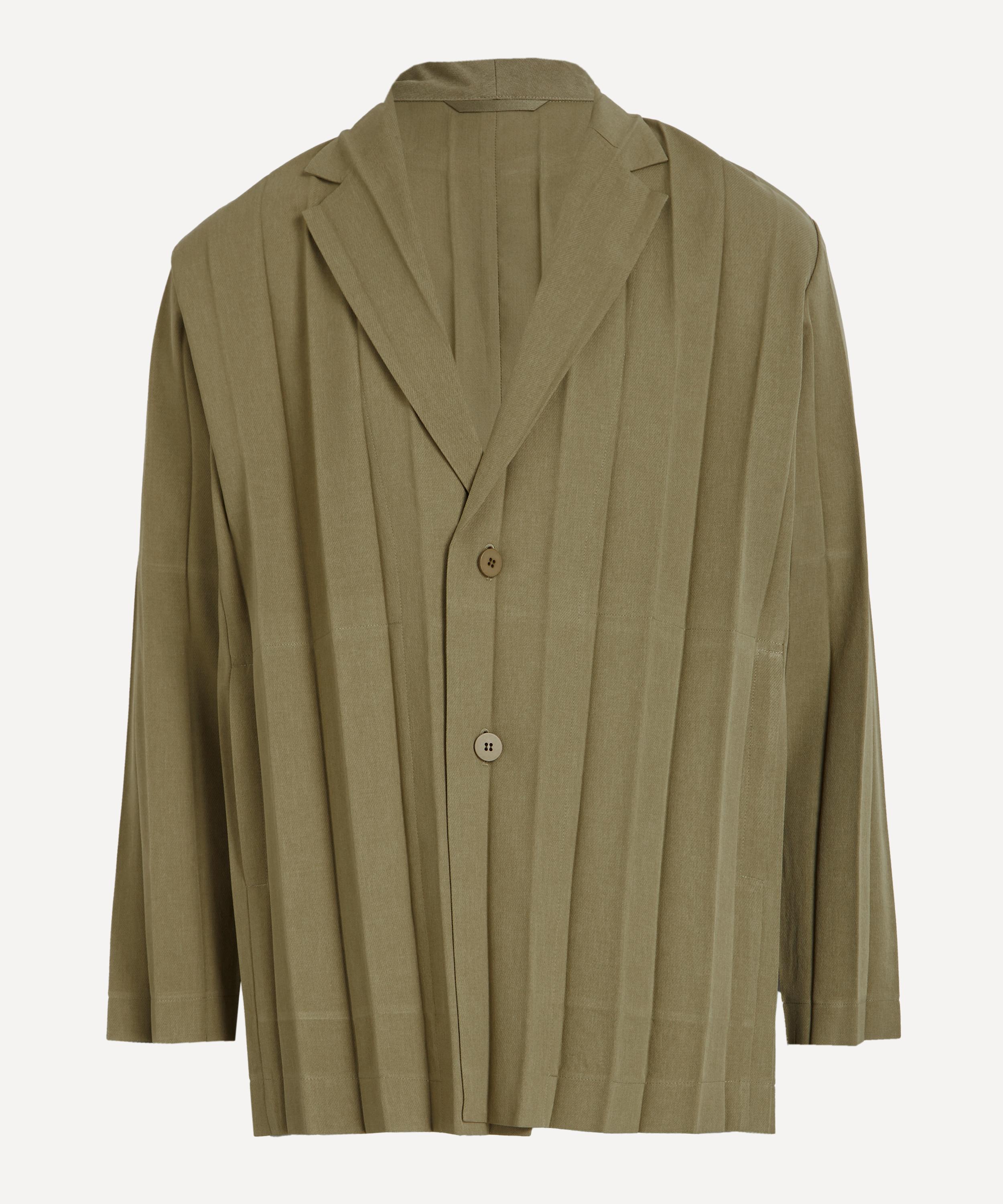 HOMME PLISSÉ ISSEY MIYAKE - EDGE ENSEMBLE Khaki Pleated Jacket image number 0