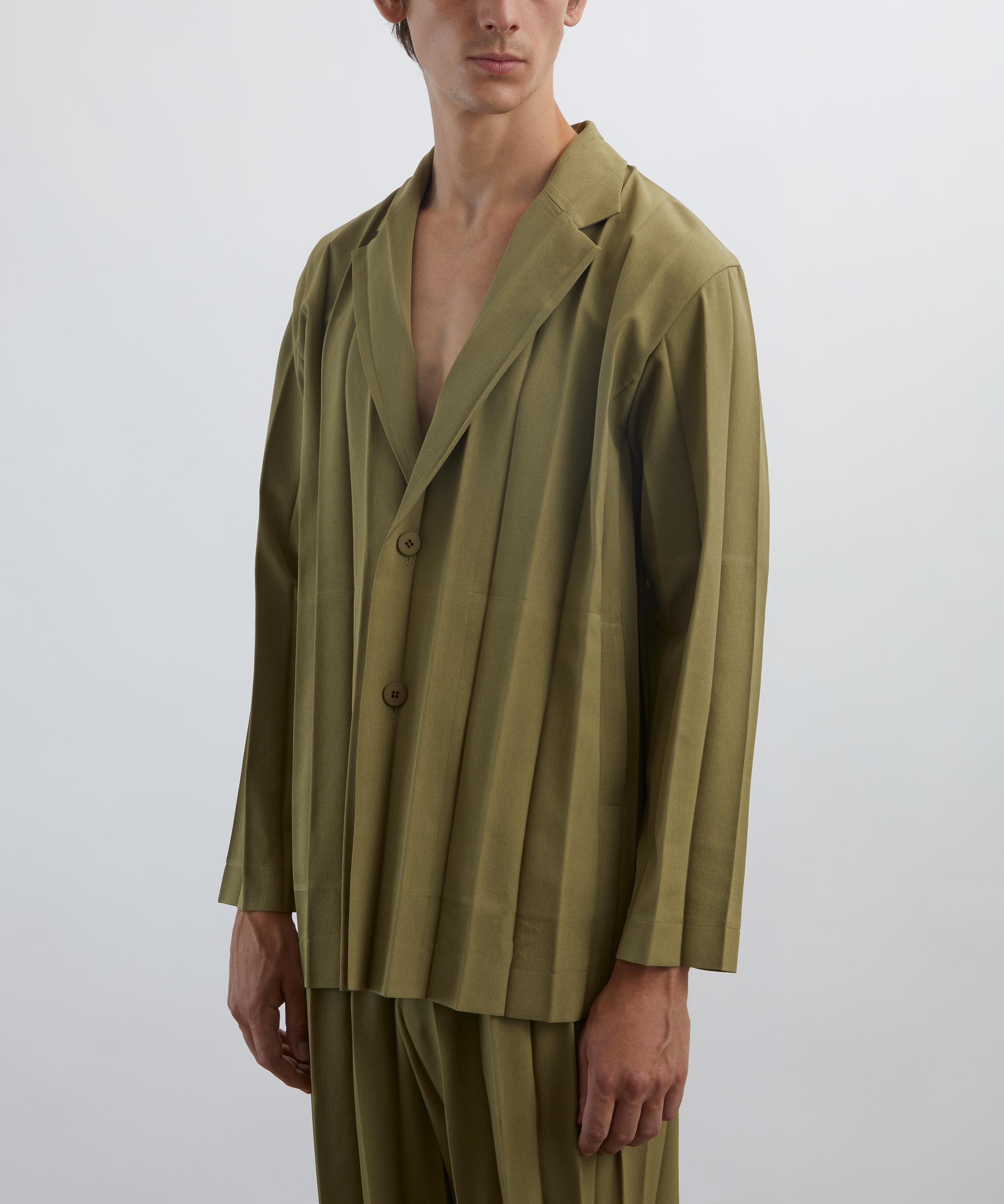 HOMME PLISSÉ ISSEY MIYAKE - EDGE ENSEMBLE Khaki Pleated Jacket image number 2