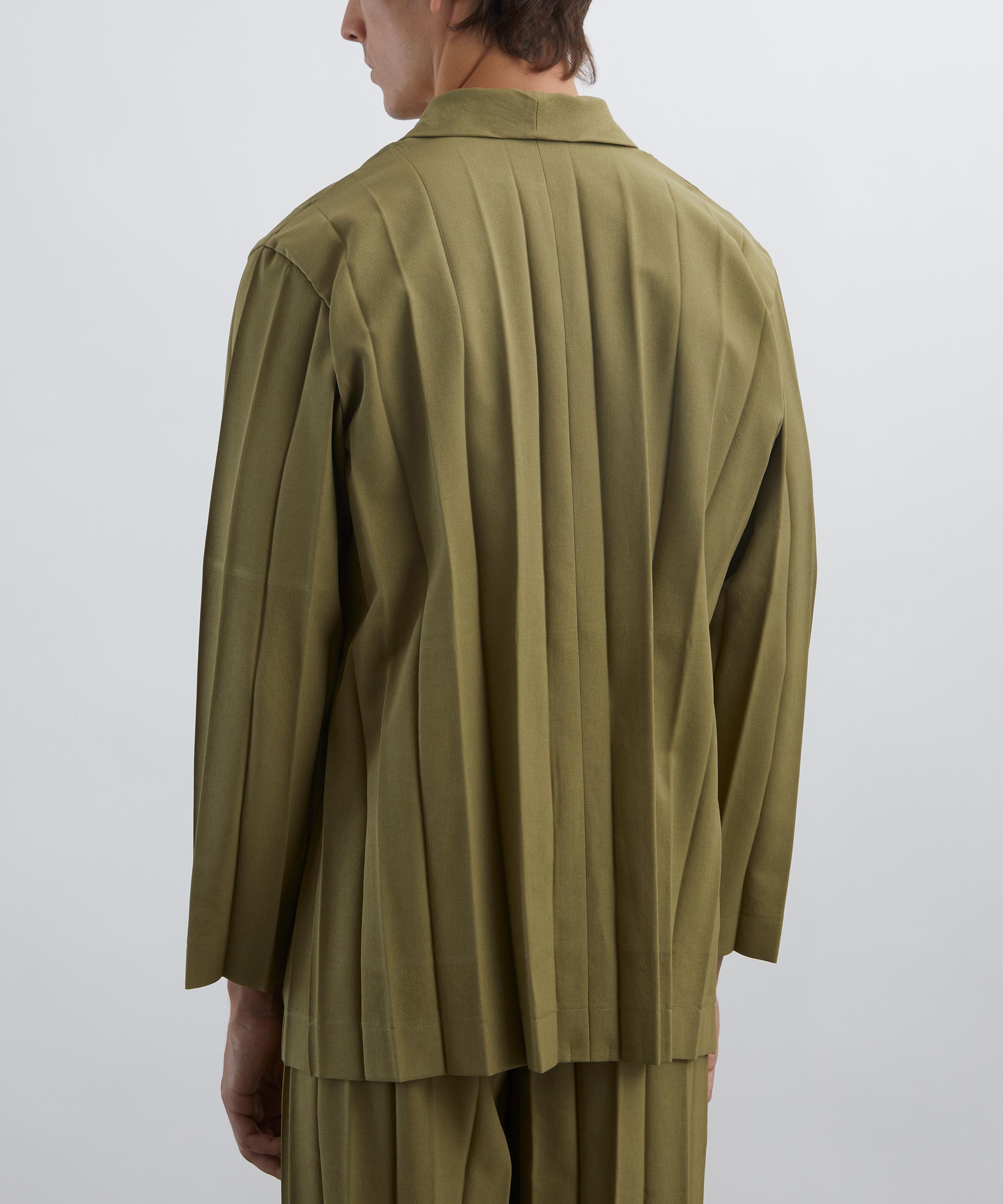 HOMME PLISSÉ ISSEY MIYAKE - EDGE ENSEMBLE Khaki Pleated Jacket image number 3
