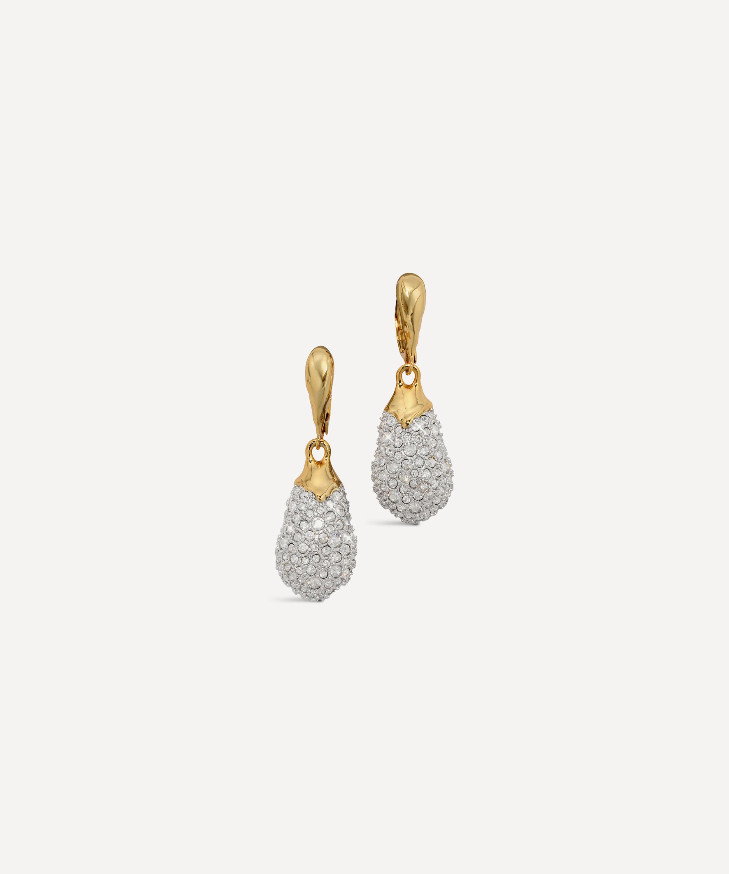Alexis Bittar - 14ct Gold-Plated Solanales Crystal Pavé Teardrop Wire Earrings image number 0