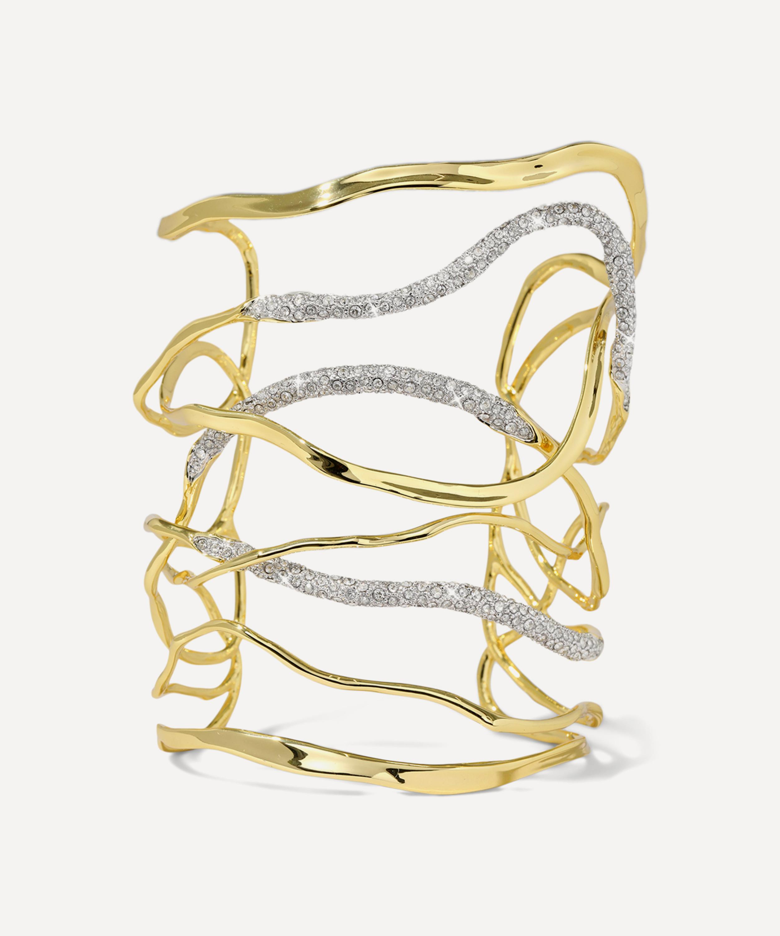 Alexis Bittar - 14ct Gold-Plated Solanales Crystal Intertwined Wide Cuff Bracelet image number 0