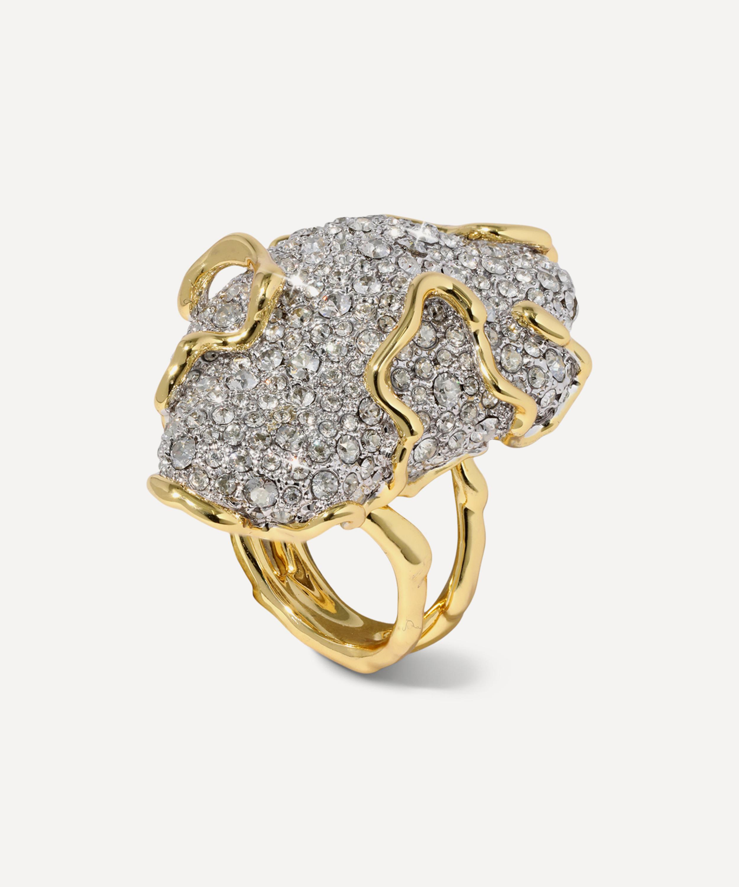 Alexis Bittar - 14ct Gold-Plated Solanales Crystal Pavé Pebble Ring image number 0