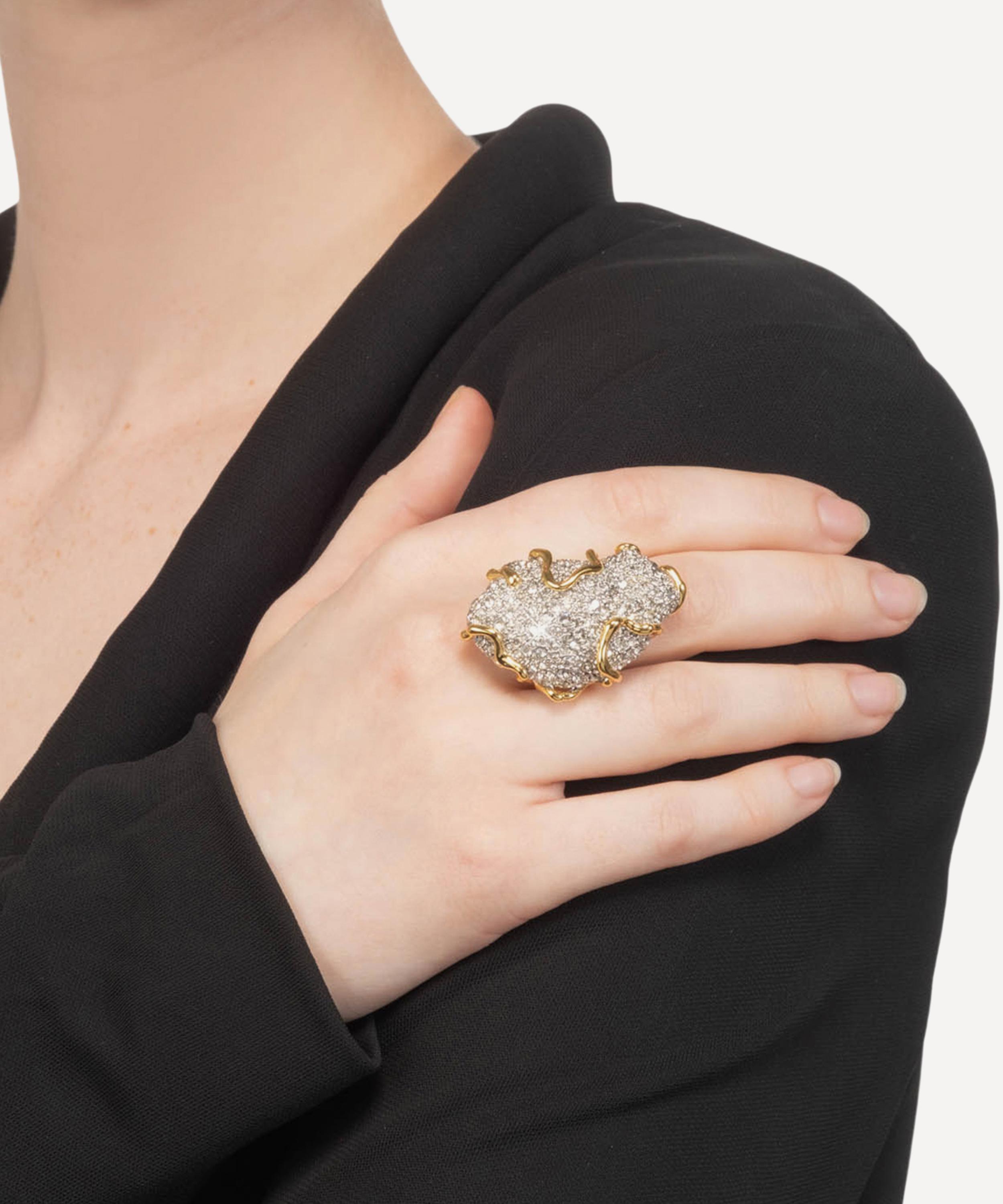 Alexis Bittar - 14ct Gold-Plated Solanales Crystal Pavé Pebble Ring image number 1
